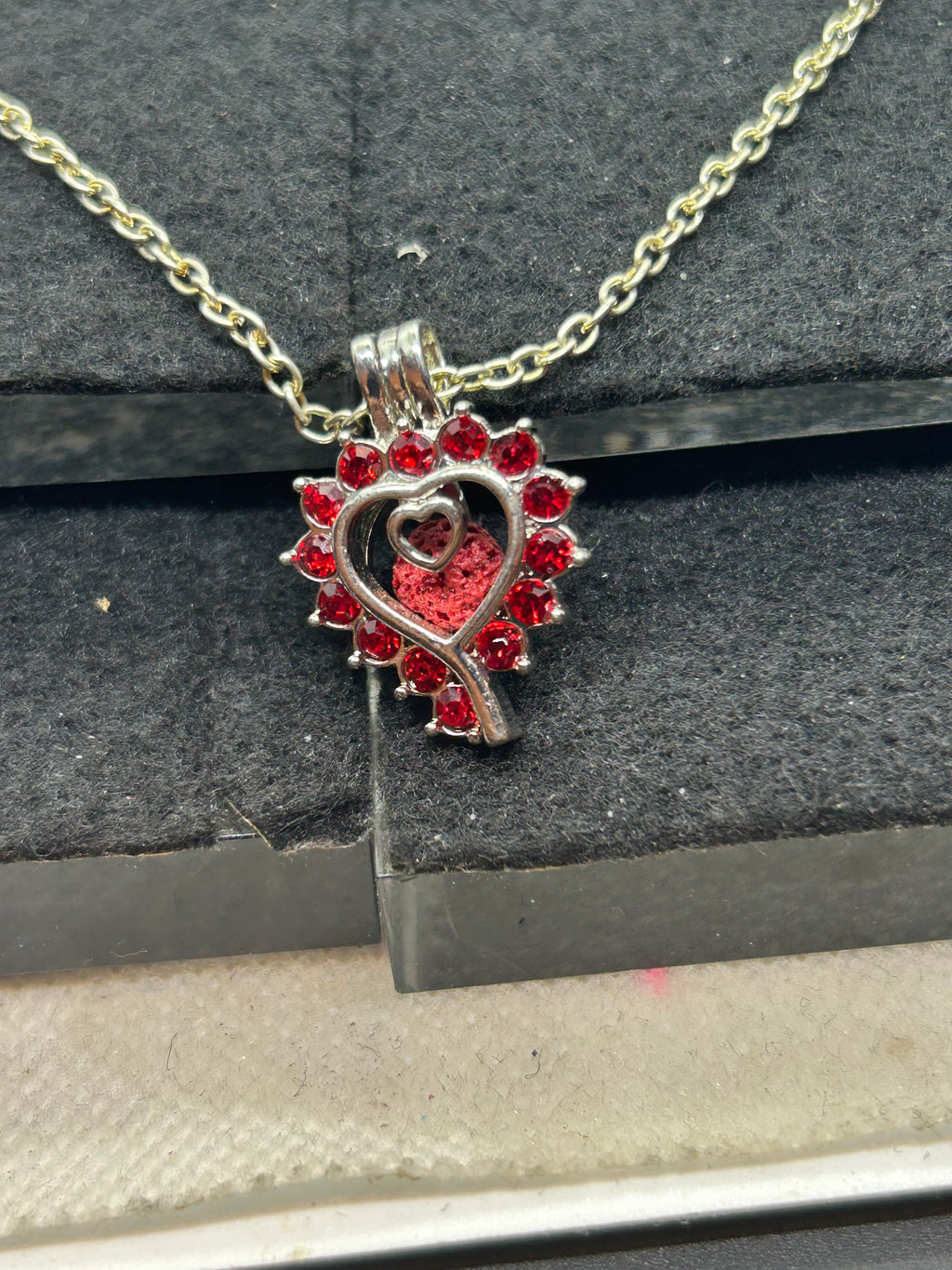 Red Rhinestone Cage Necklace