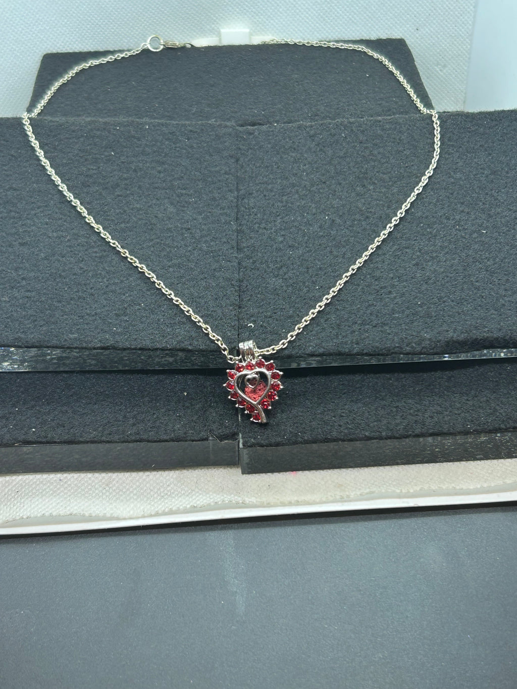 Red Rhinestone Cage Necklace