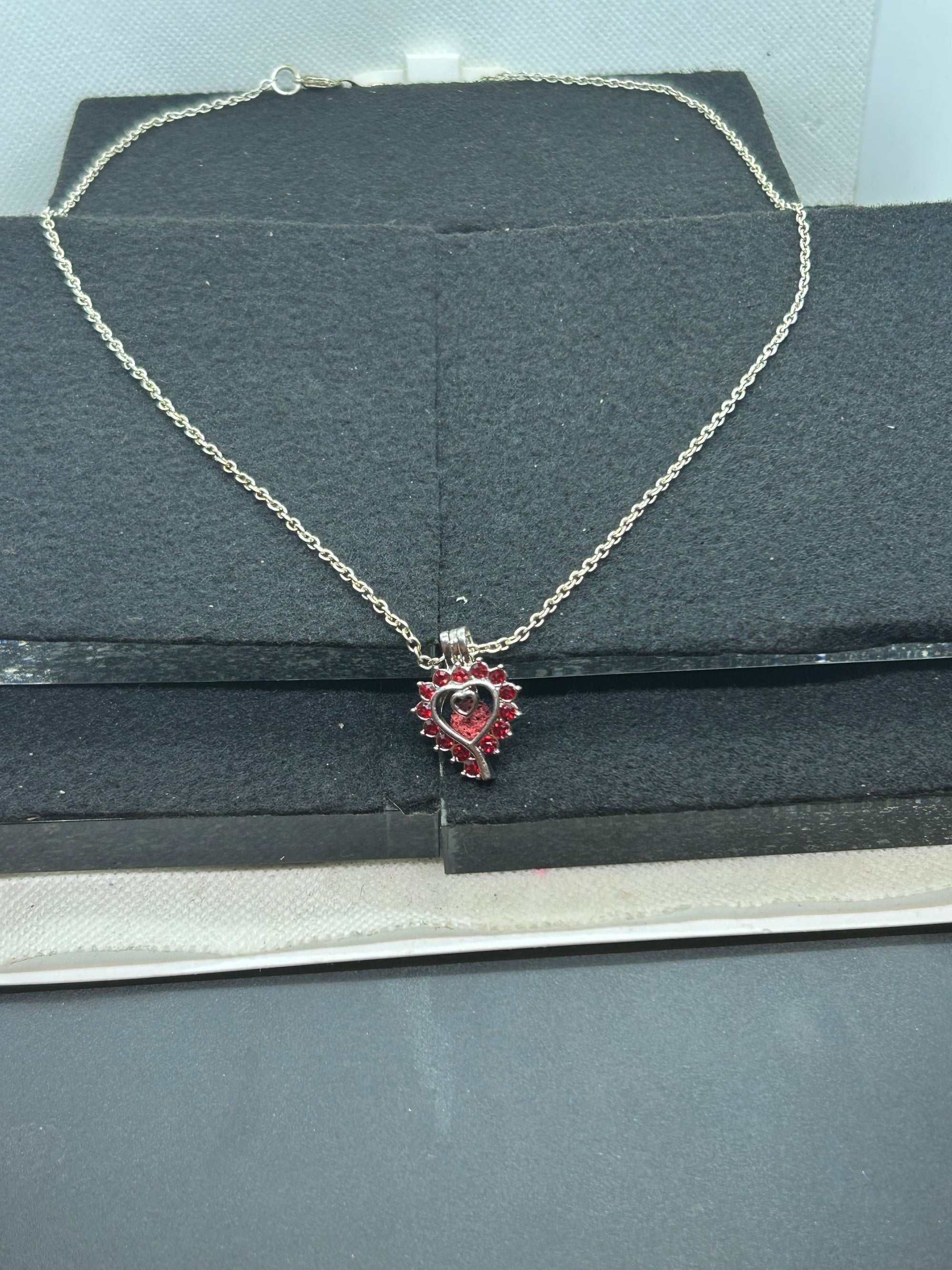 Red Rhinestone Cage Necklace