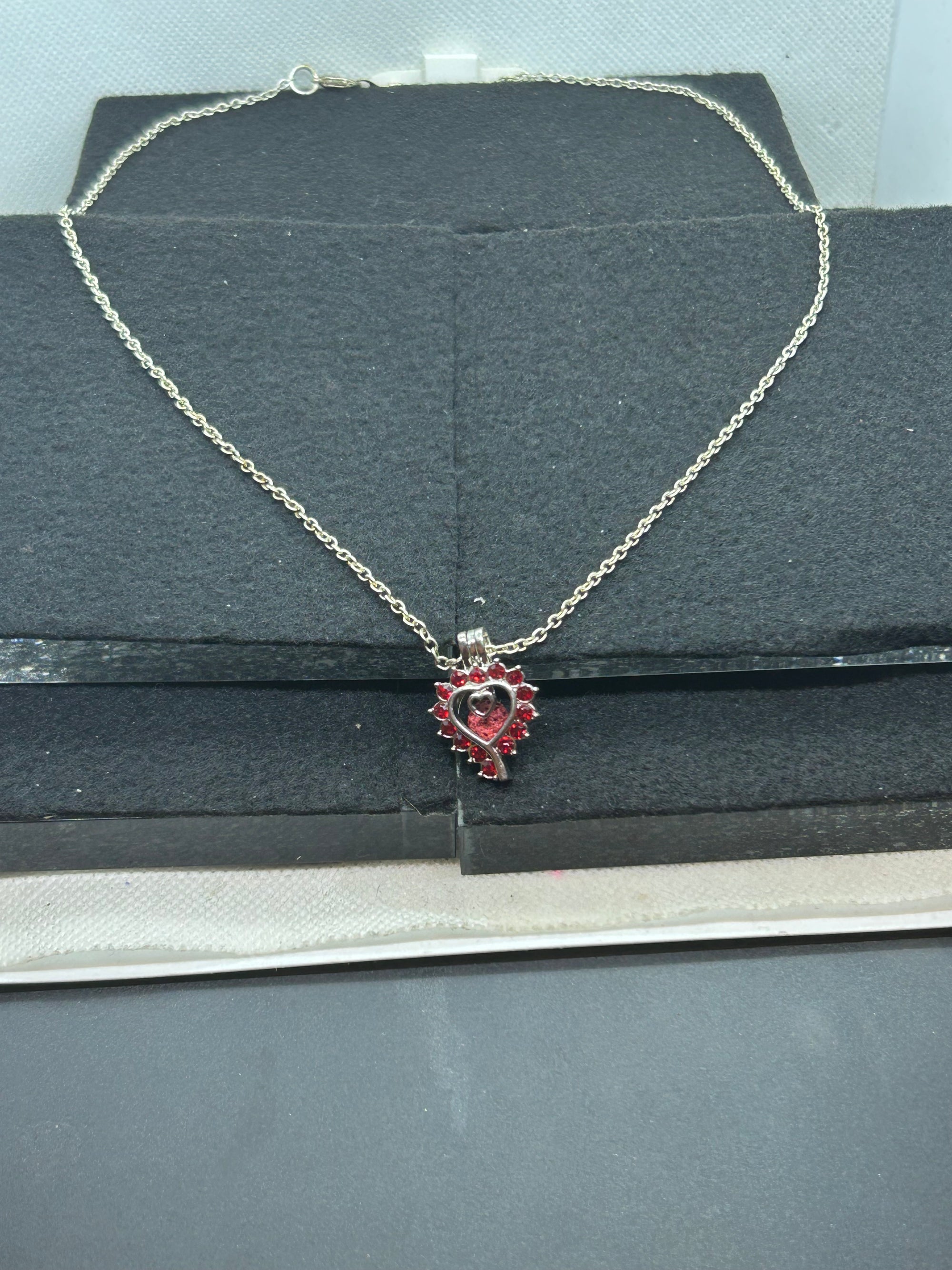 Red Rhinestone Cage Necklace