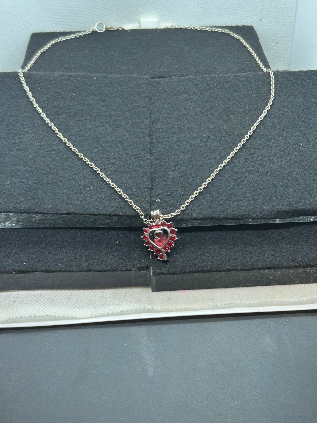 Red Rhinestone Cage Necklace