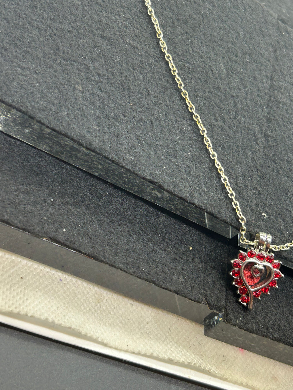 Red Rhinestone Cage Necklace