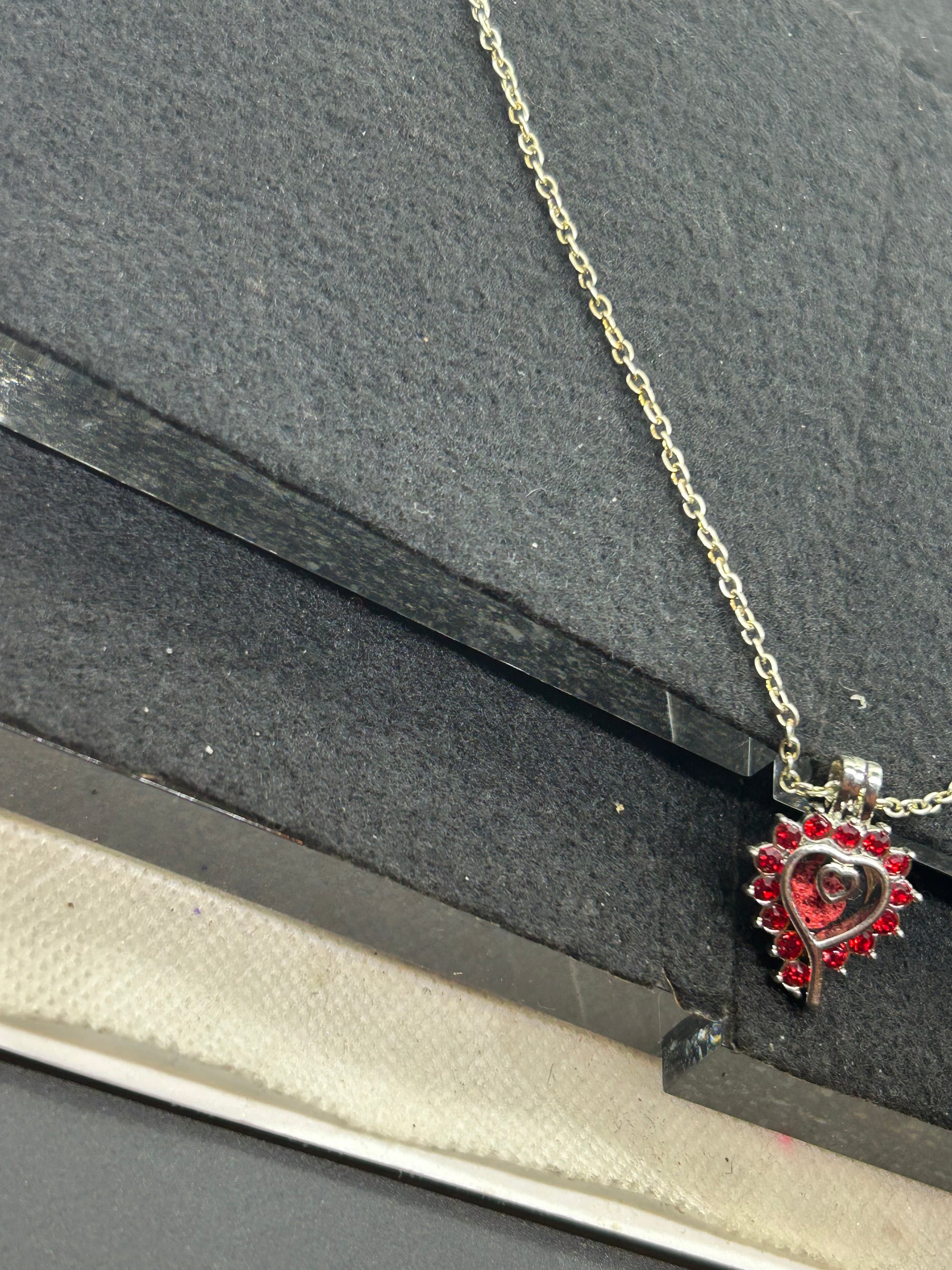 Red Rhinestone Cage Necklace