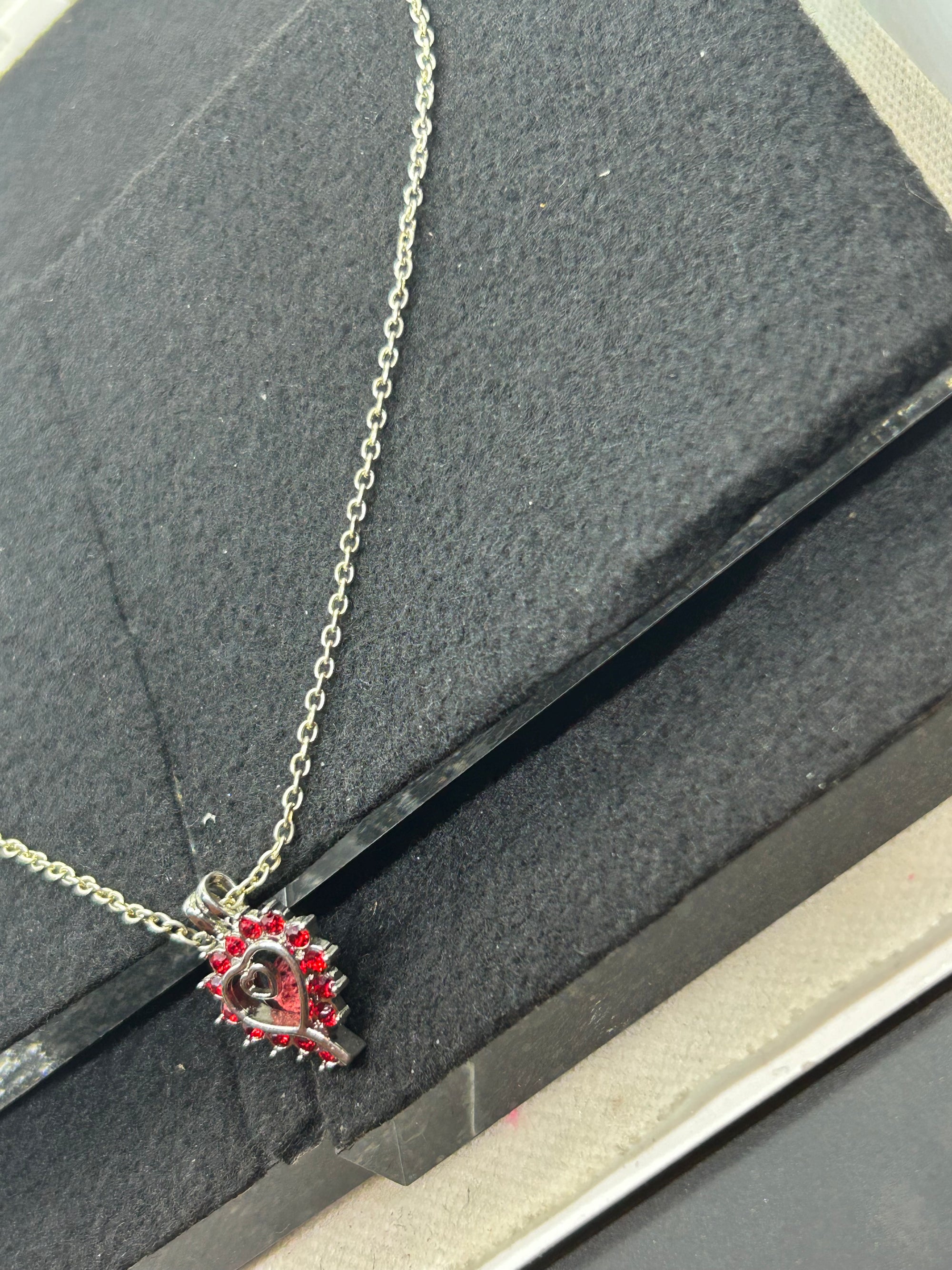 Red Rhinestone Cage Necklace