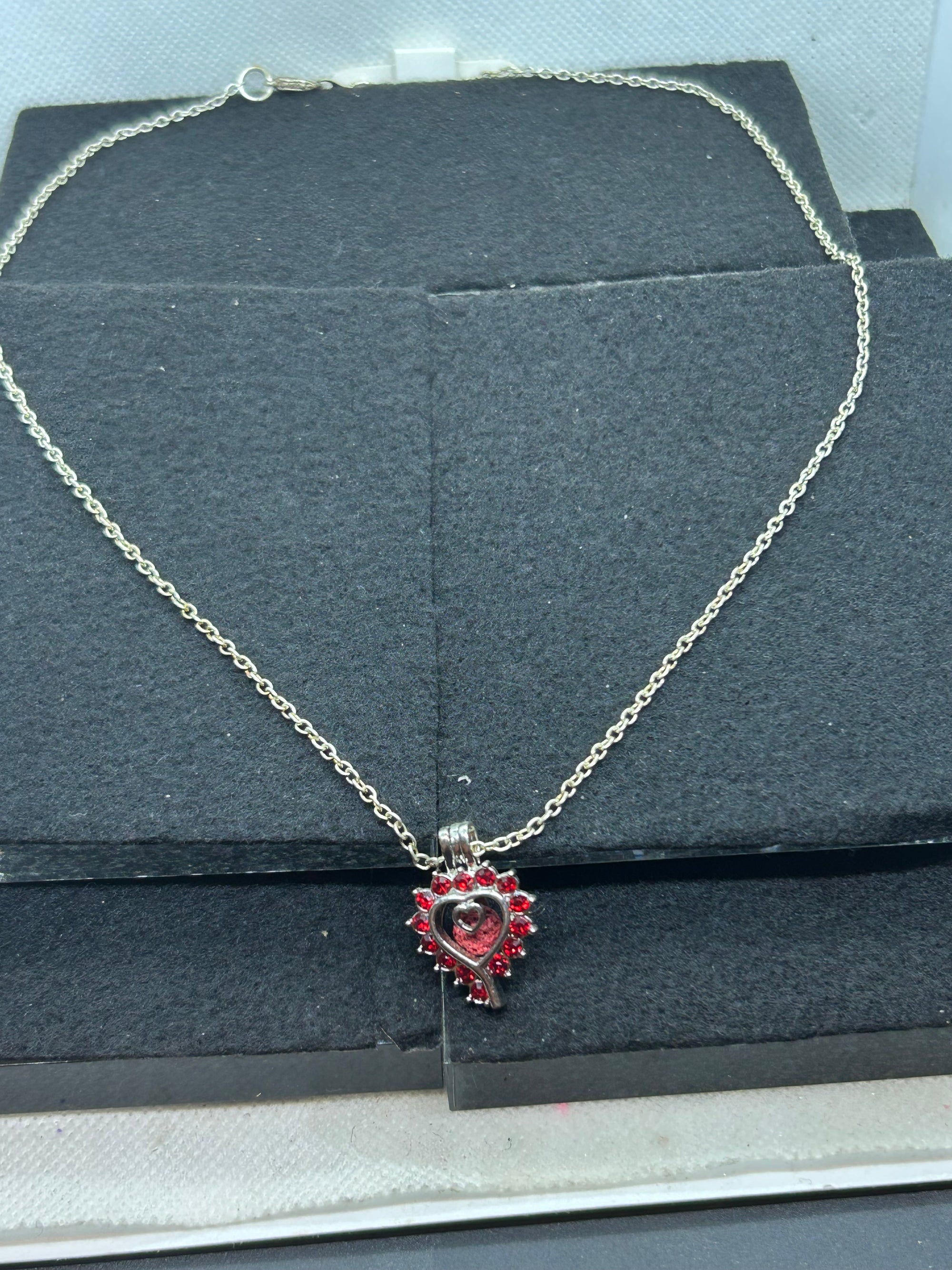 Red Rhinestone Cage Necklace