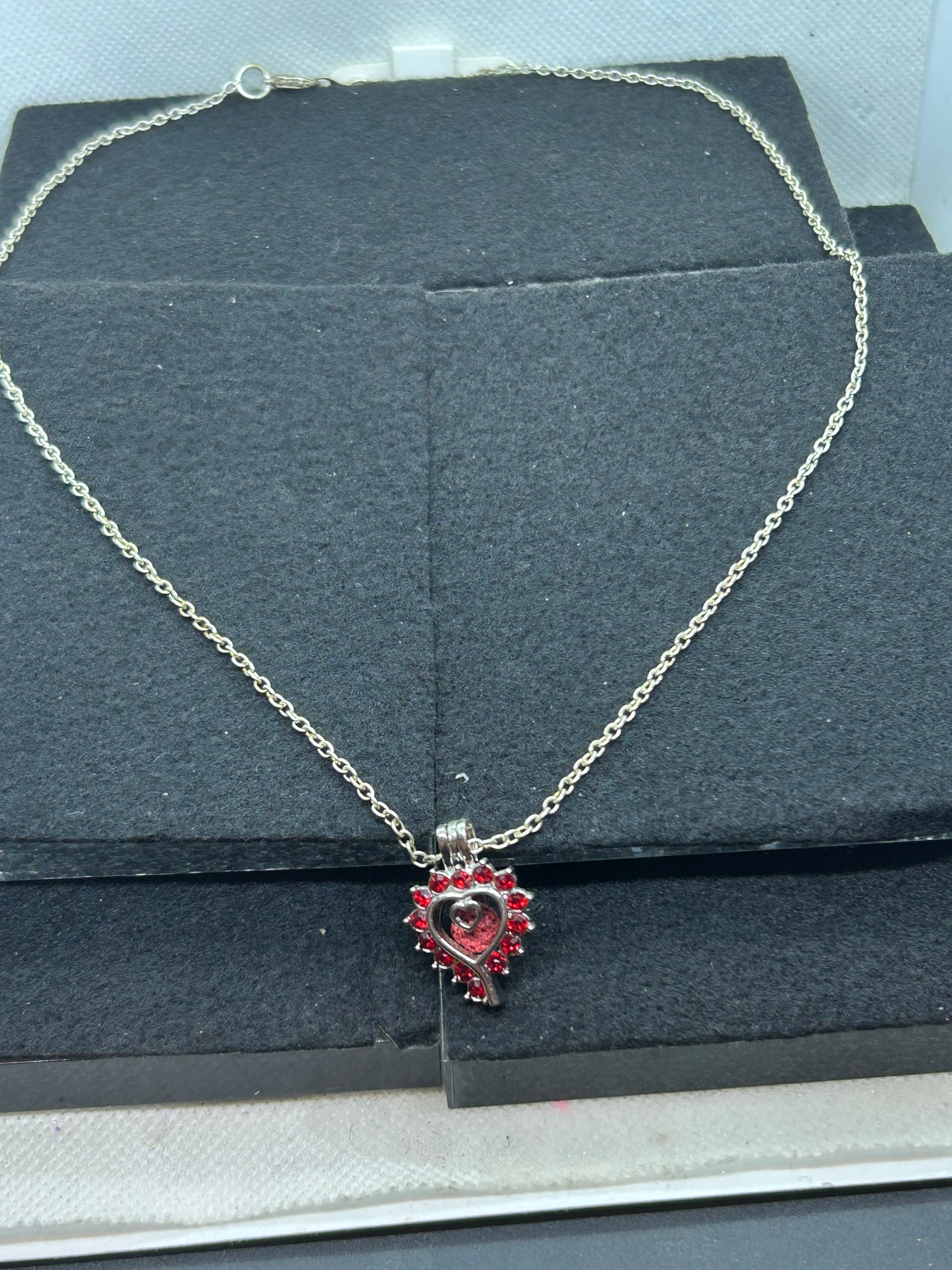 Red Rhinestone Cage Necklace