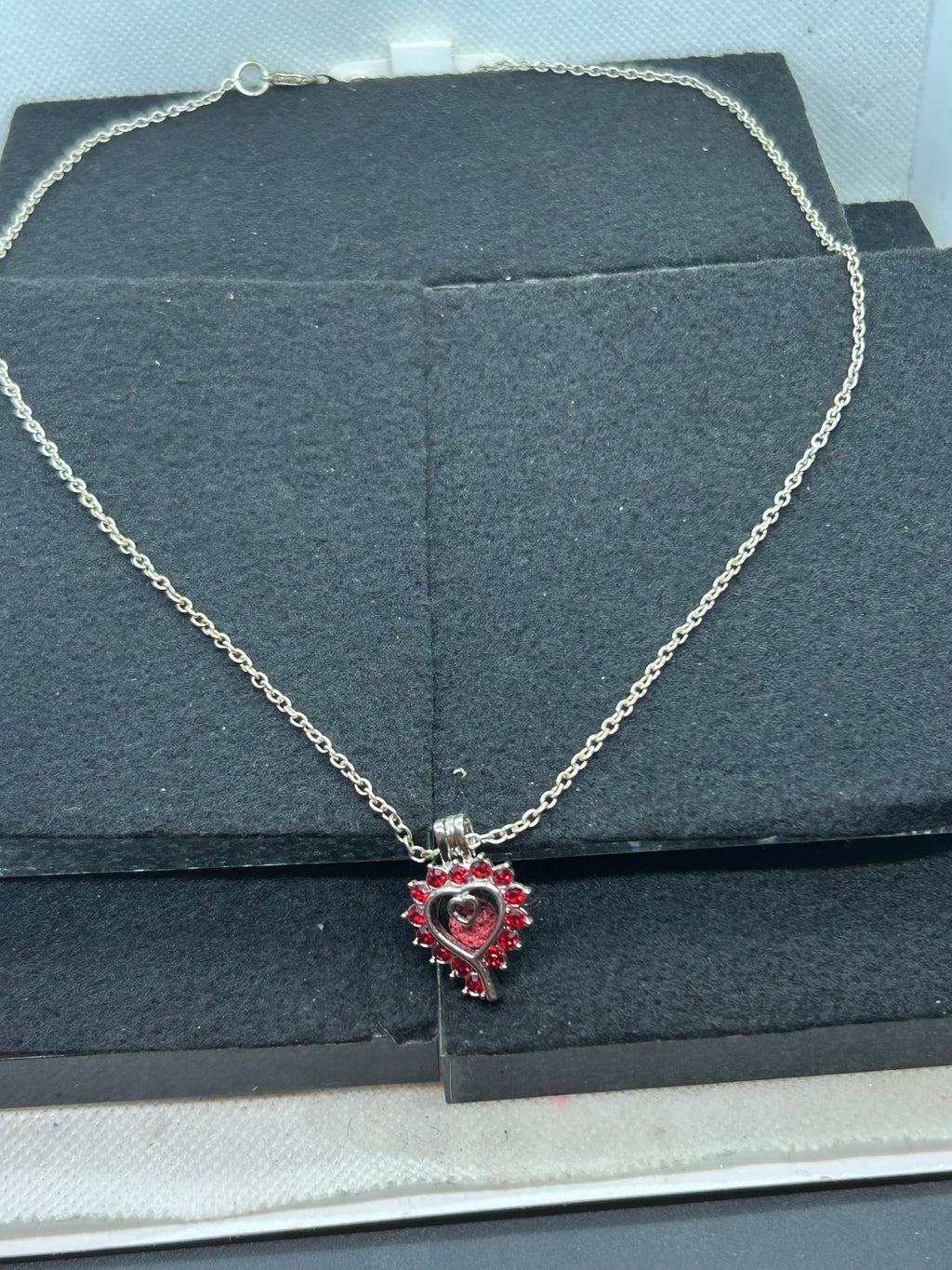 Red Rhinestone Cage Necklace