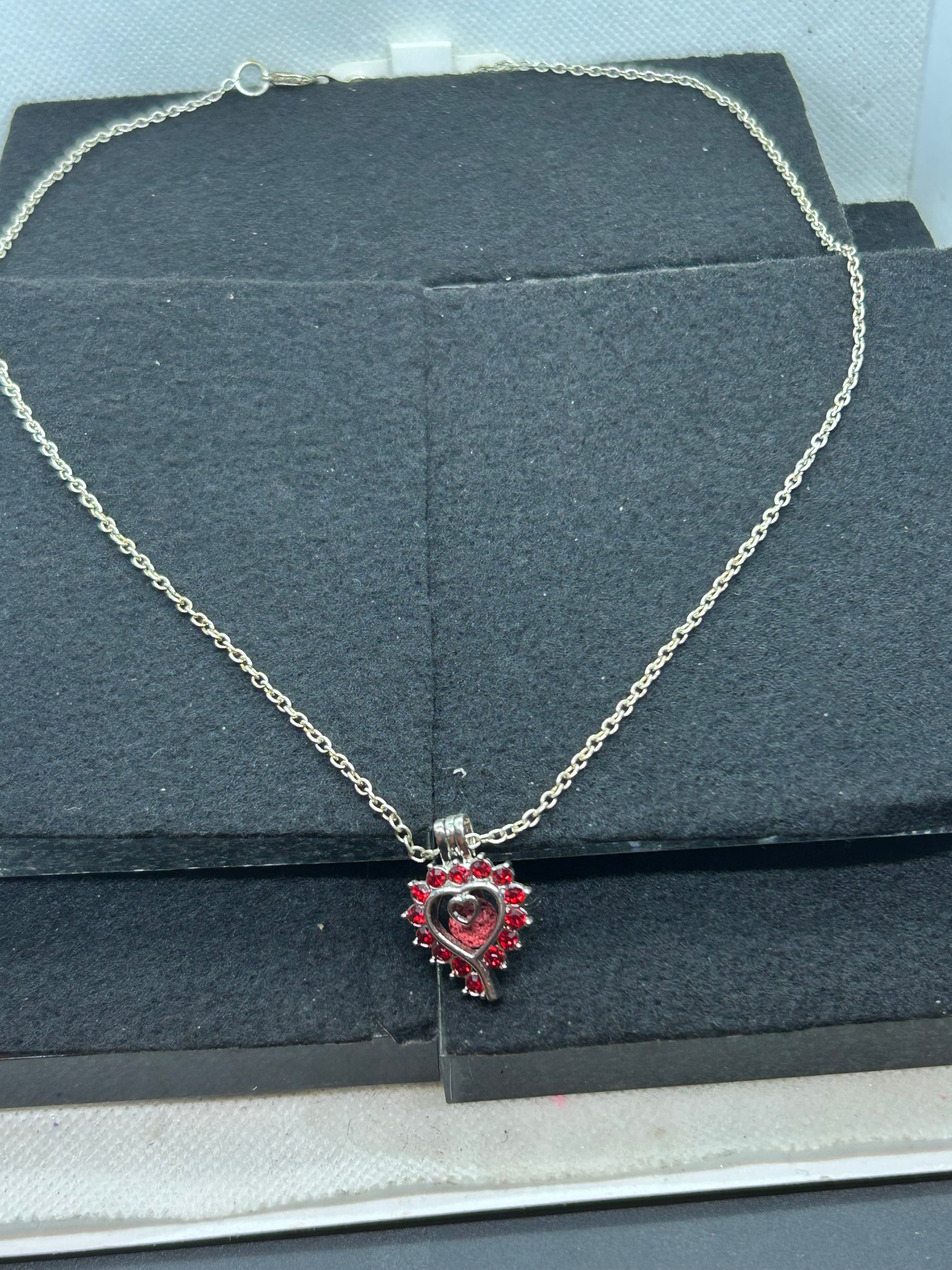 Red Rhinestone Cage Necklace