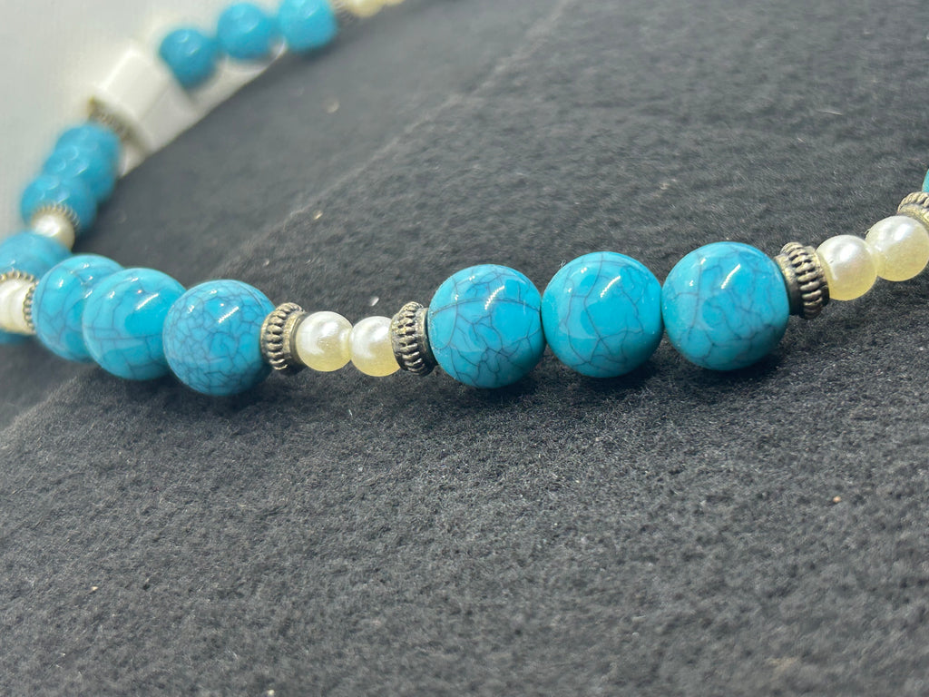 Blue and White Beaded Necklace