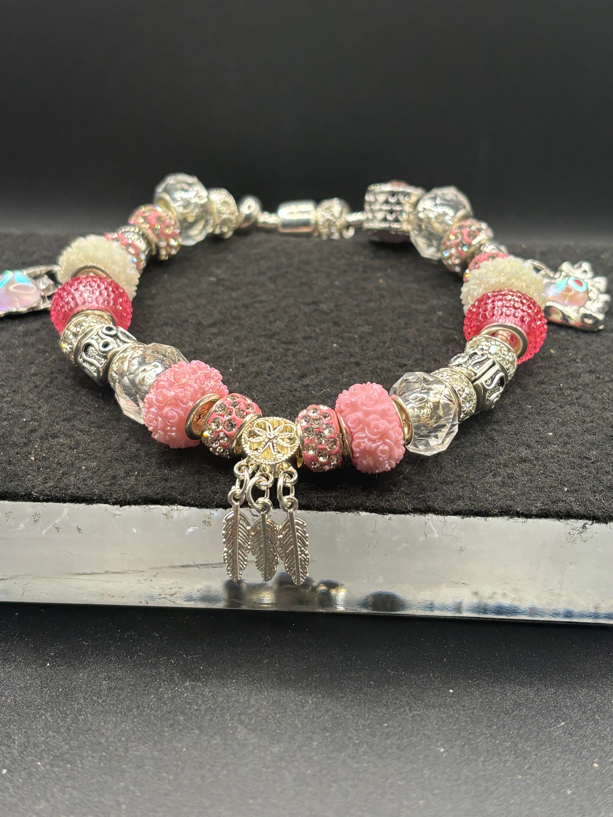 Pink Dream Catcher Charm Bracelet