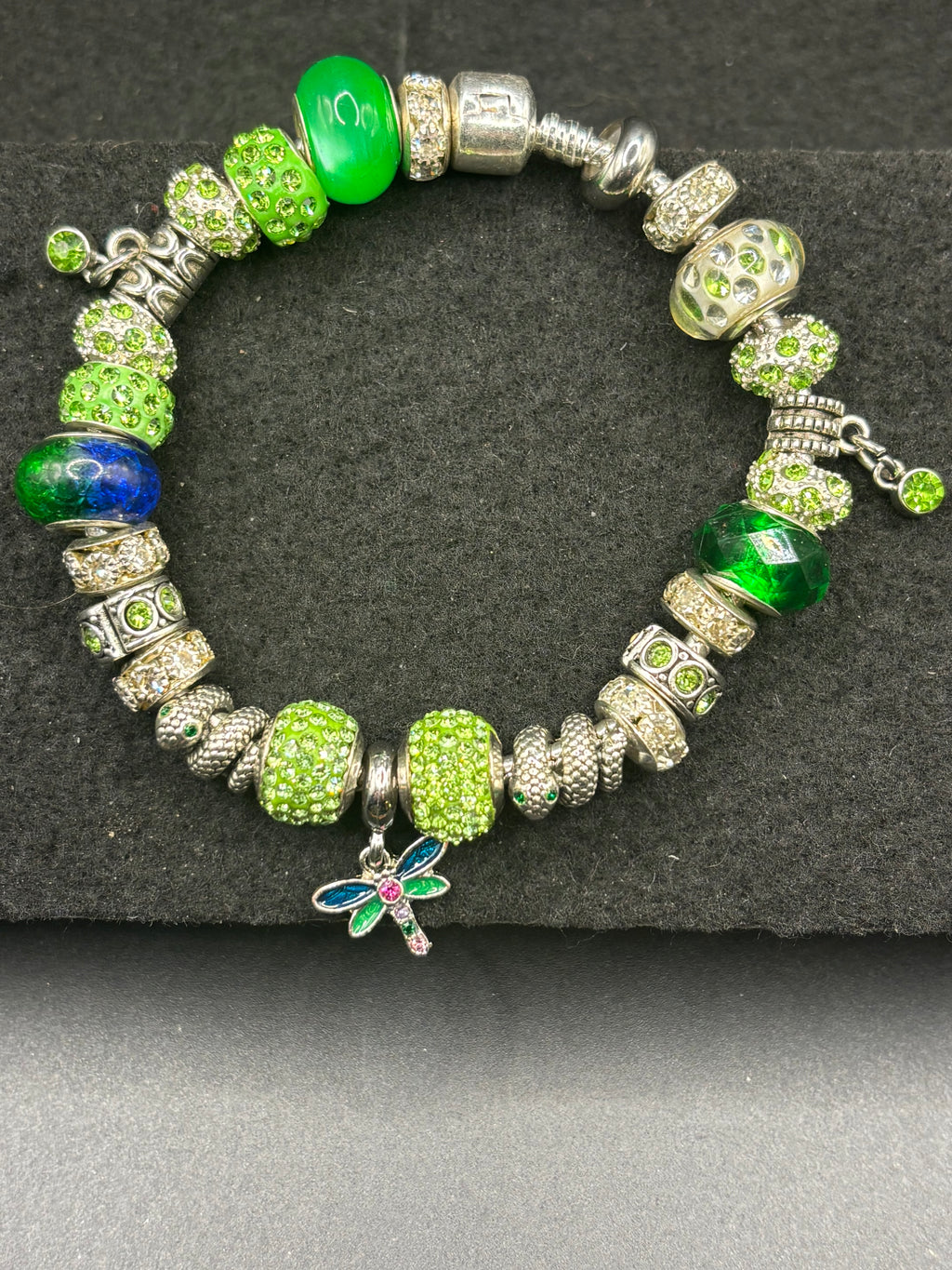Green Dragonfly Charm Bracelet