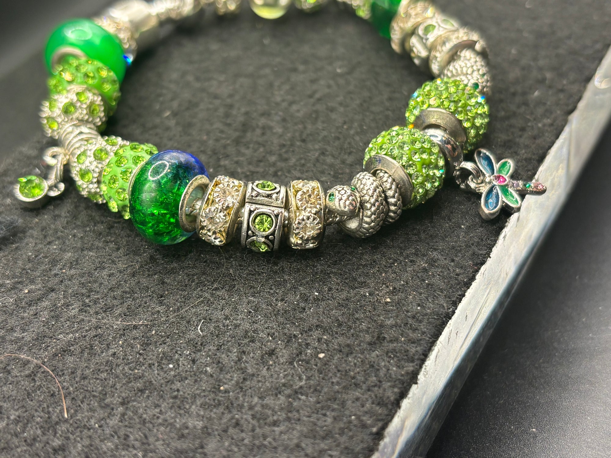 Green Dragonfly Charm Bracelet