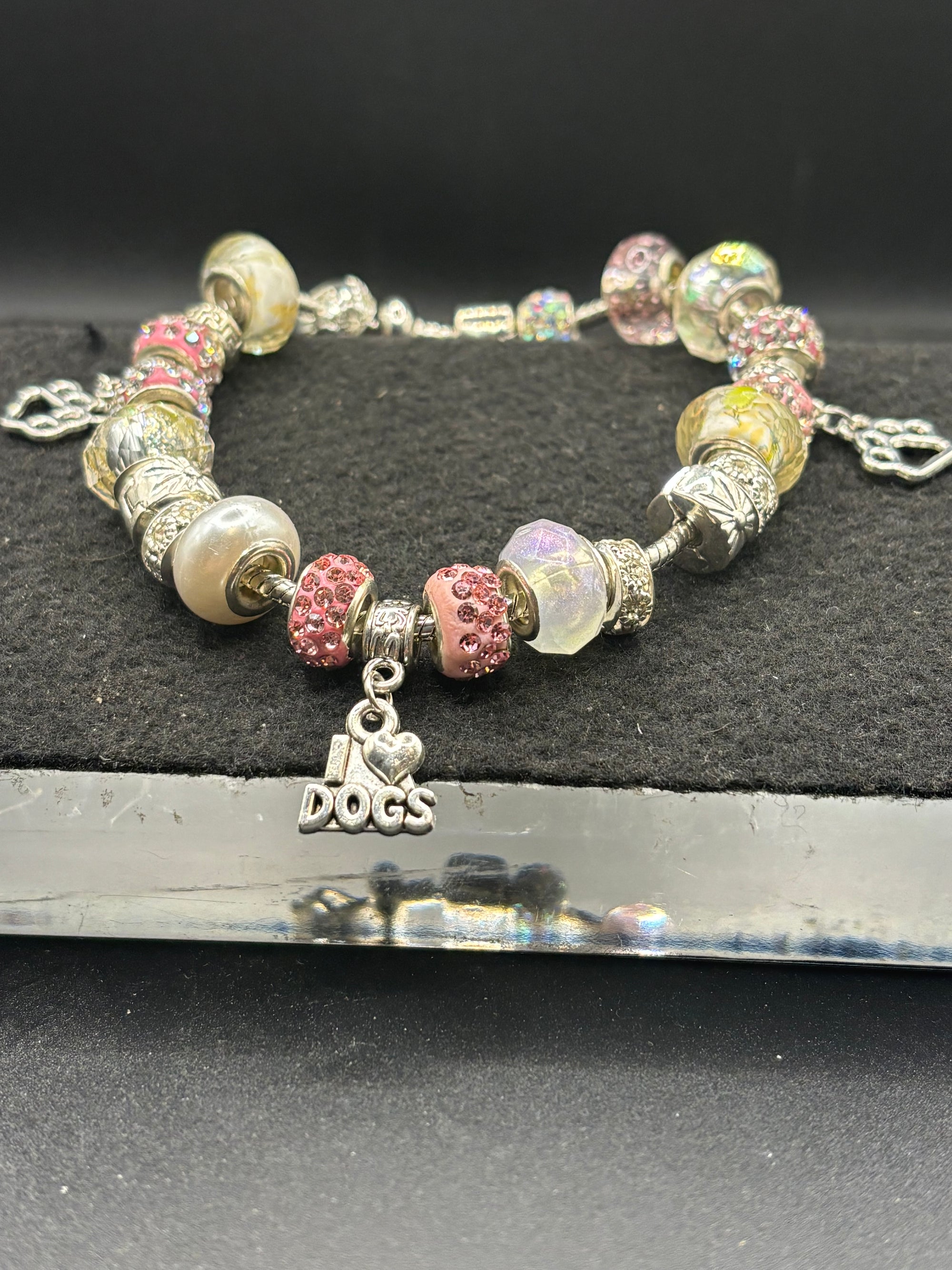 Pink Dog Charm Bracelet