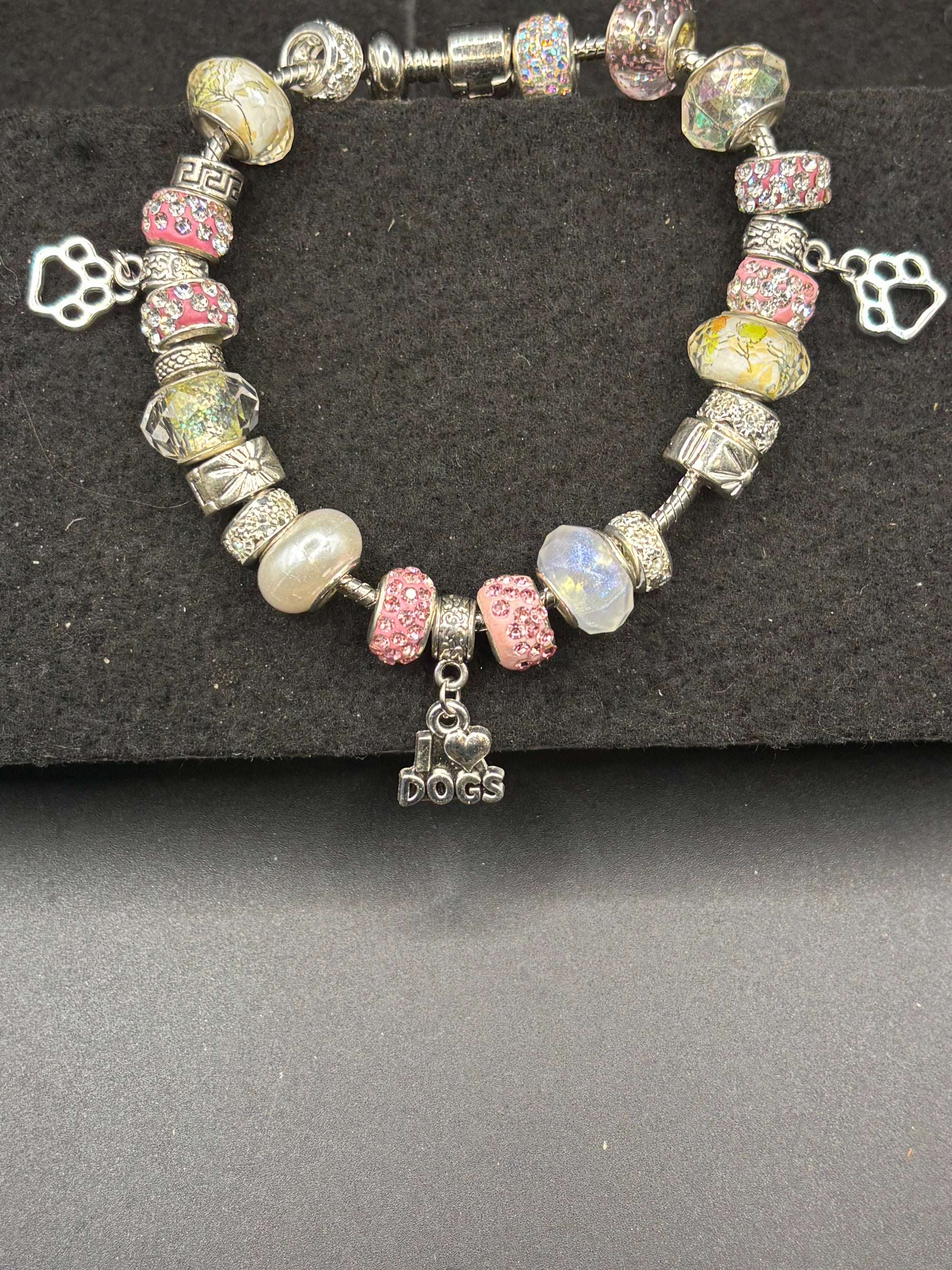 Pink Dog Charm Bracelet