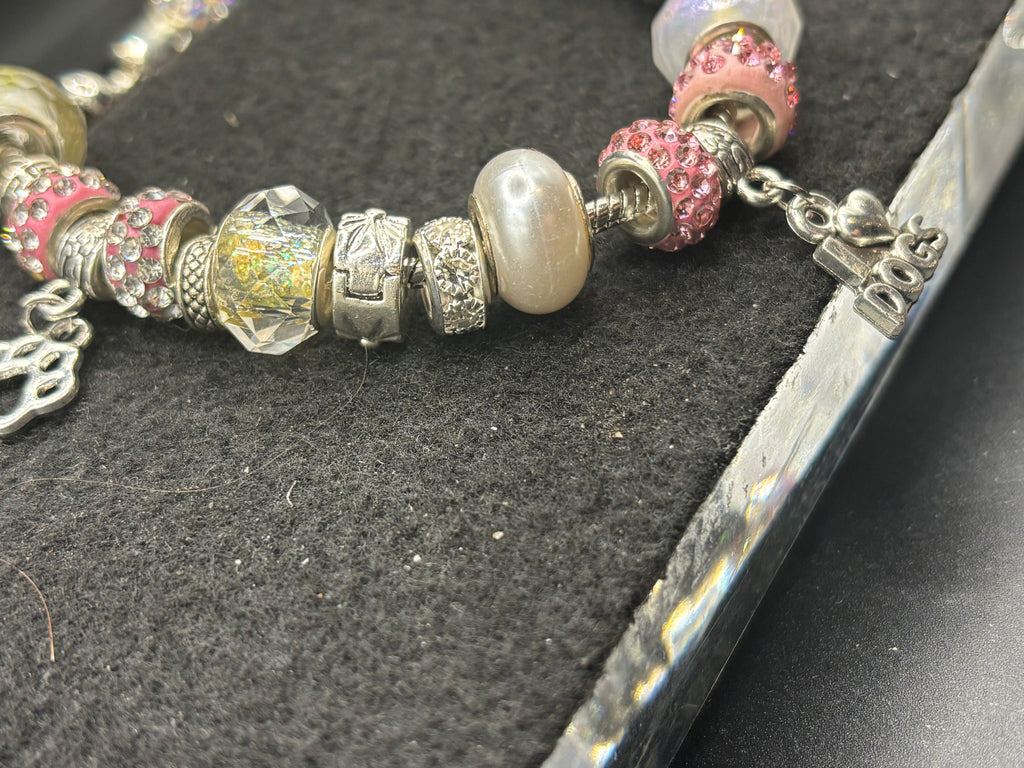Pink Dog Charm Bracelet