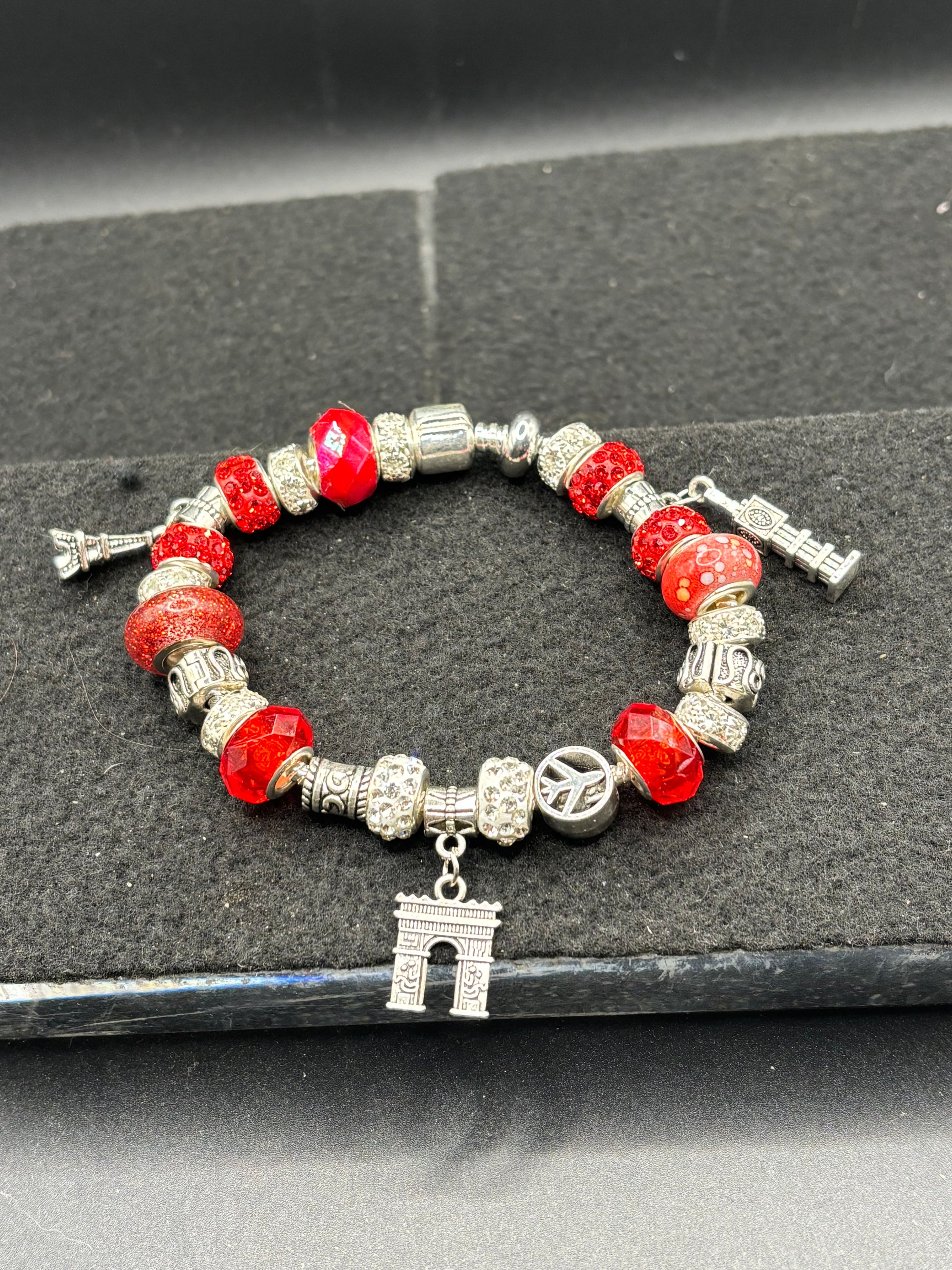 Red Travel Charm Bracelet