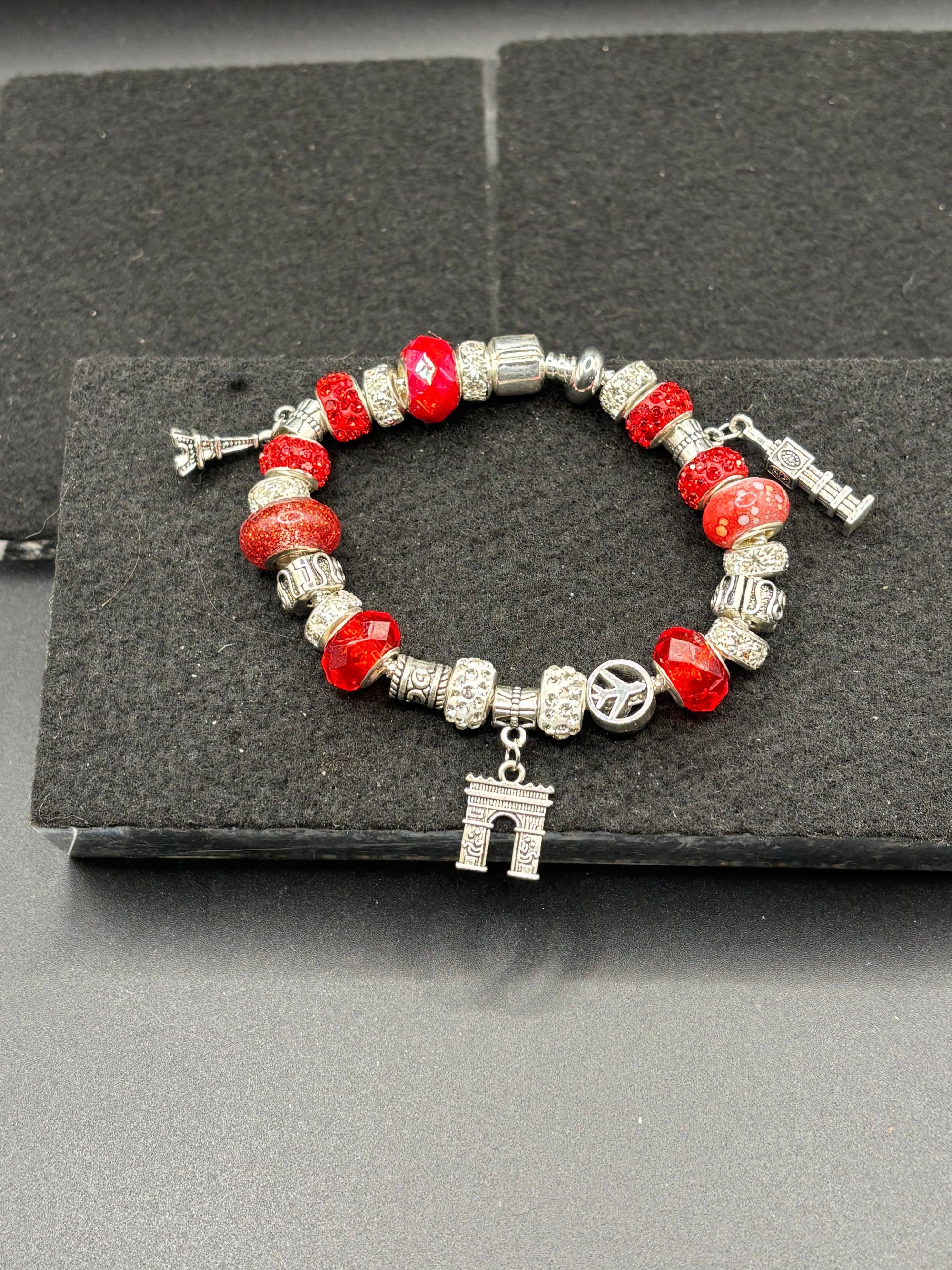 Red Travel Charm Bracelet