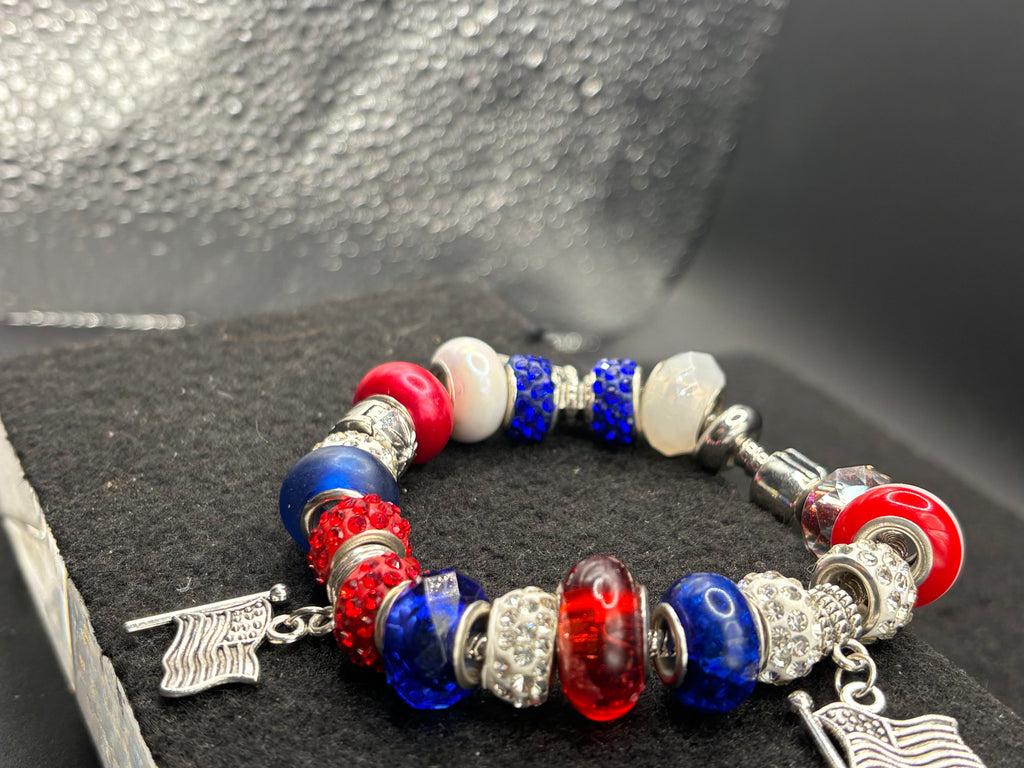 American Flag Charm Bracelet