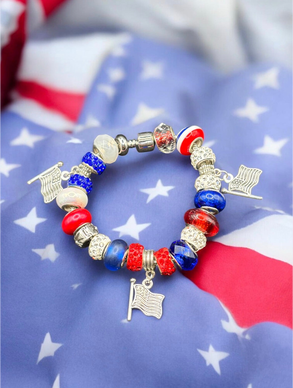 American Flag Charm Bracelet