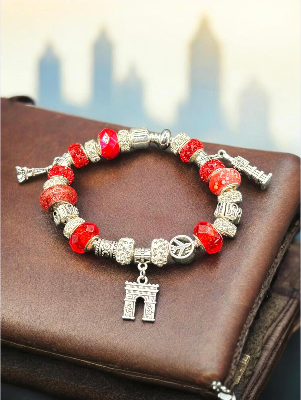 Red Travel Charm Bracelet