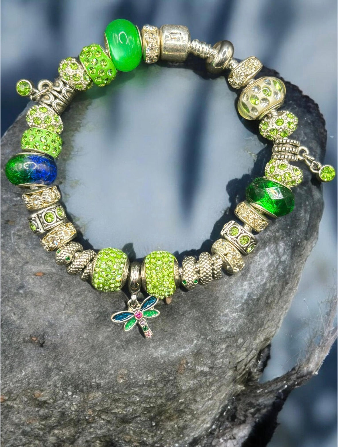Green Dragonfly Charm Bracelet