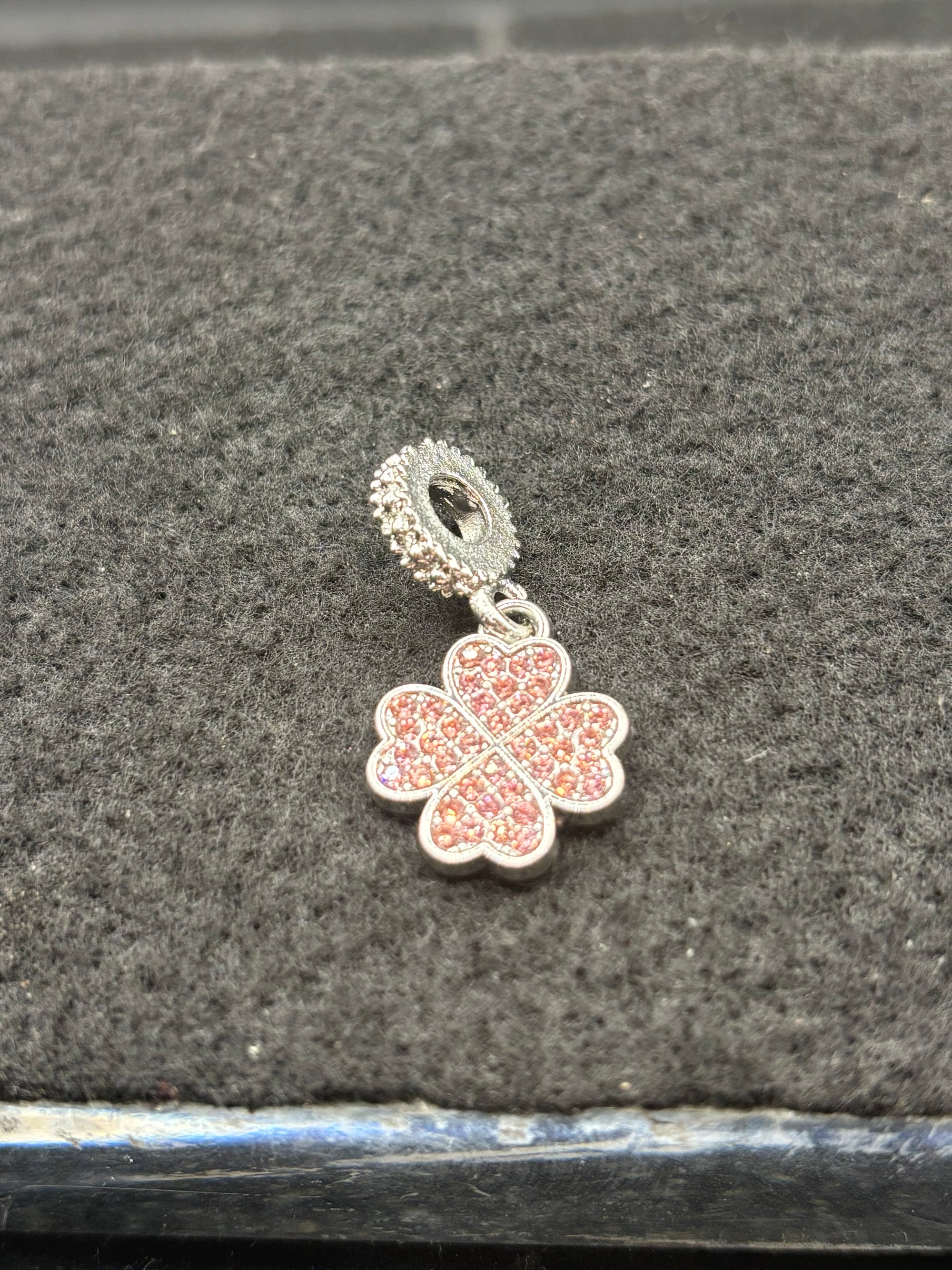 Pink Four leaf Clover Charm