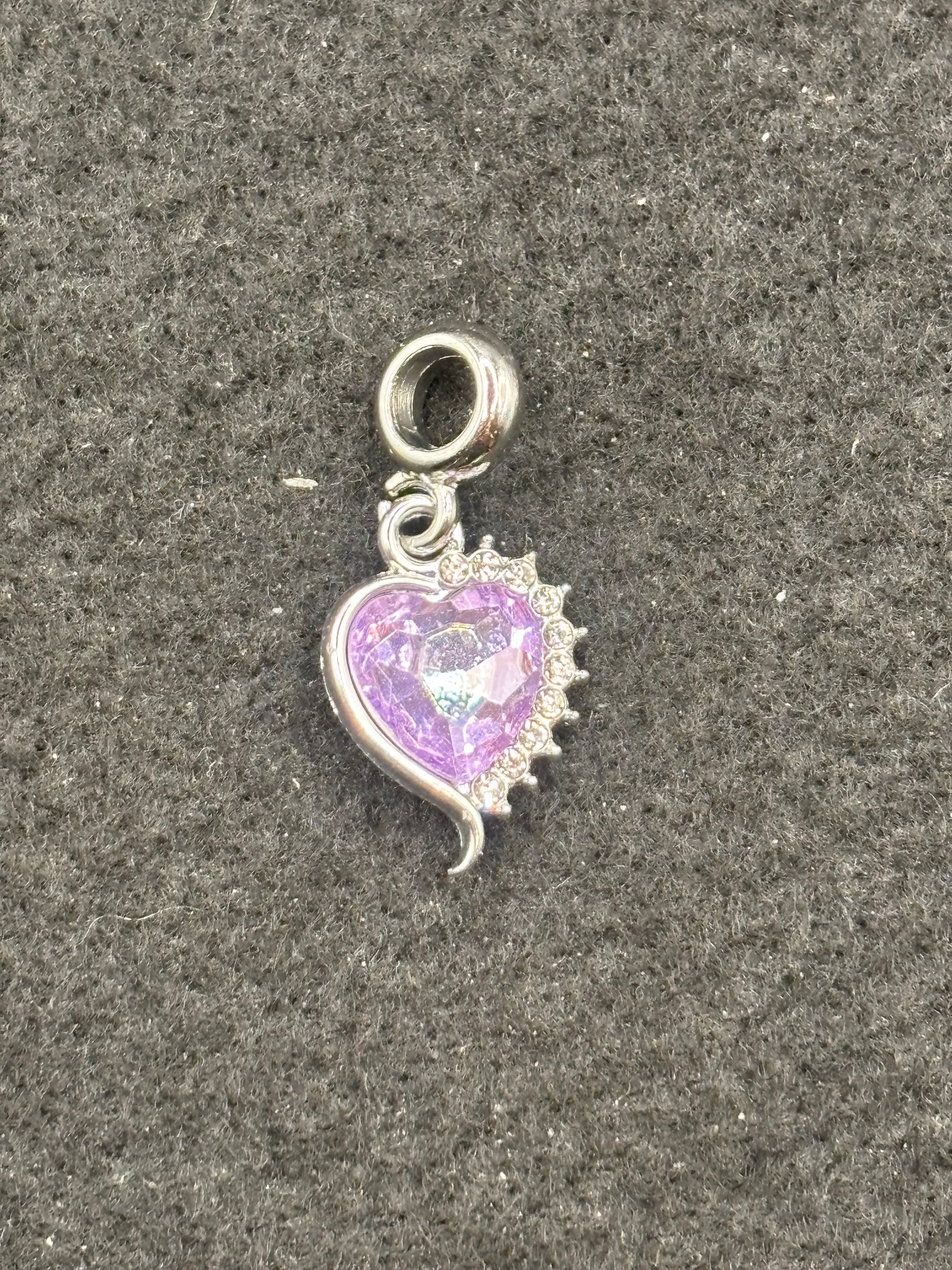 Purple Rhinestone Heart Charm
