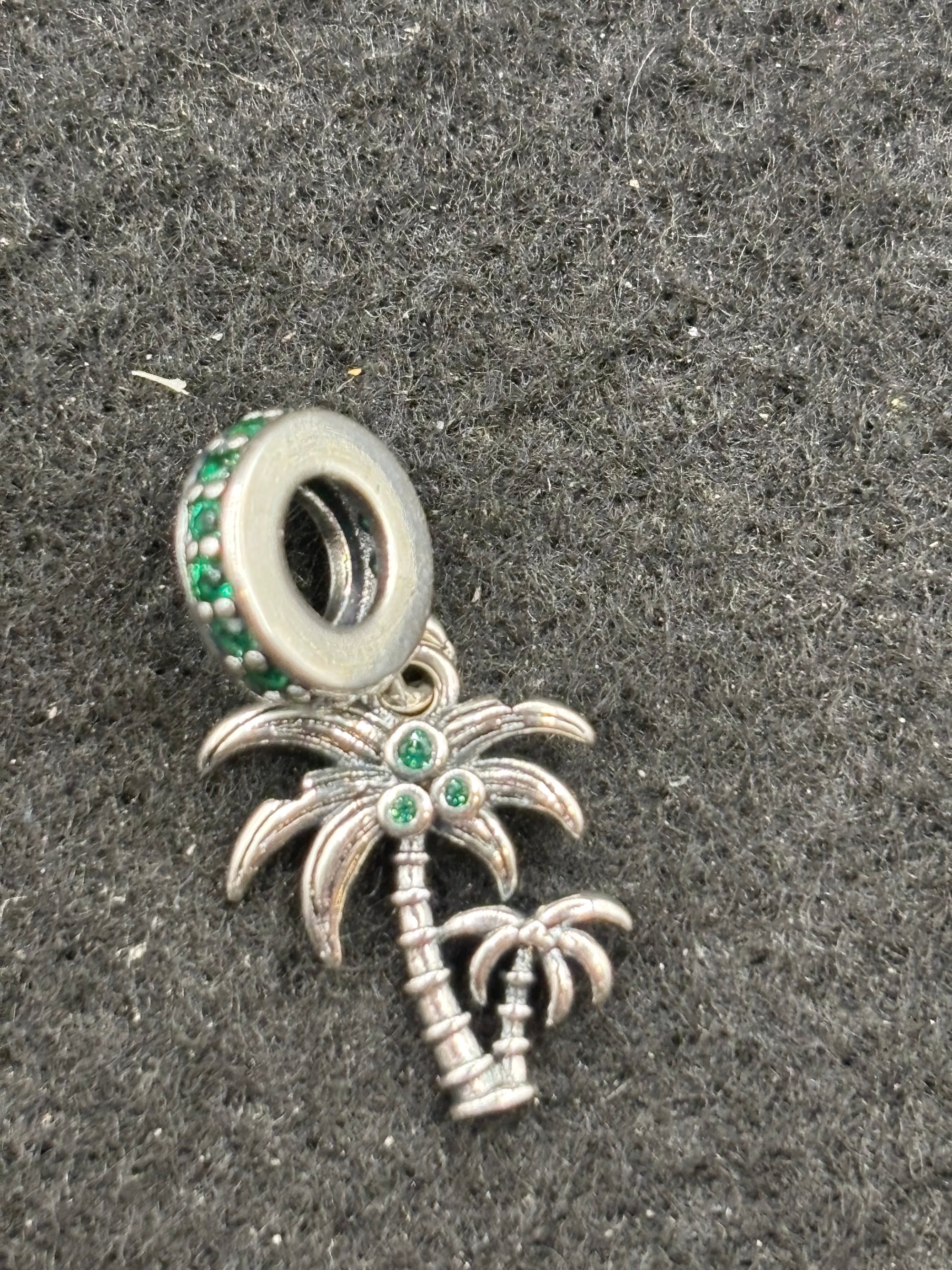 Green Rhinestone Palm Tree Charm