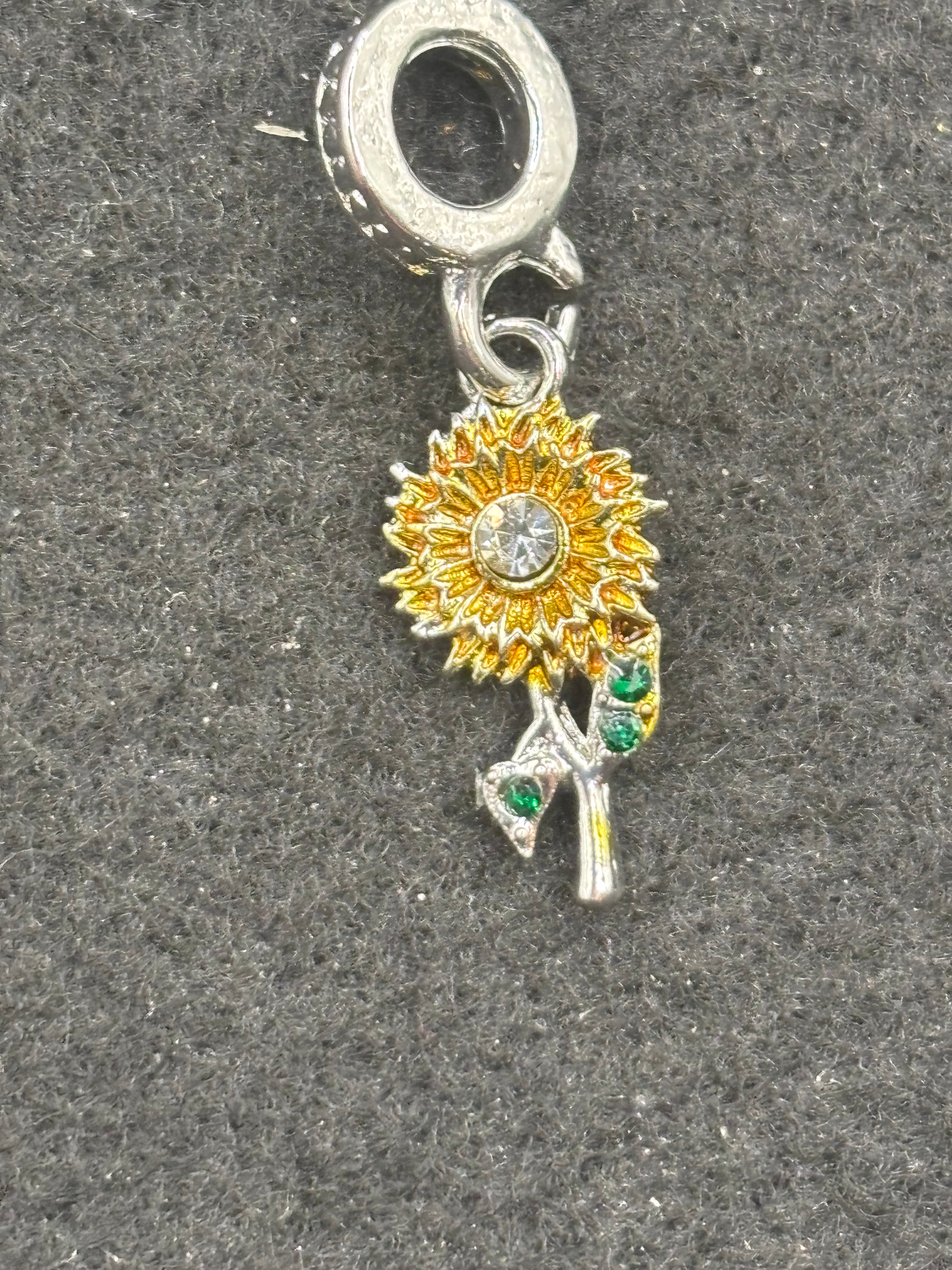 Rhinestone Sunflower Charm