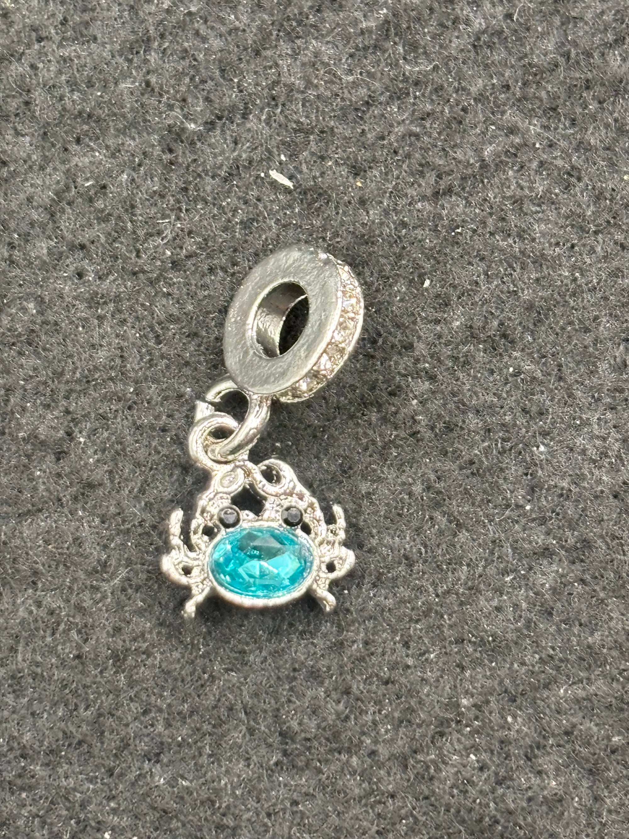 Teal Crab Charm