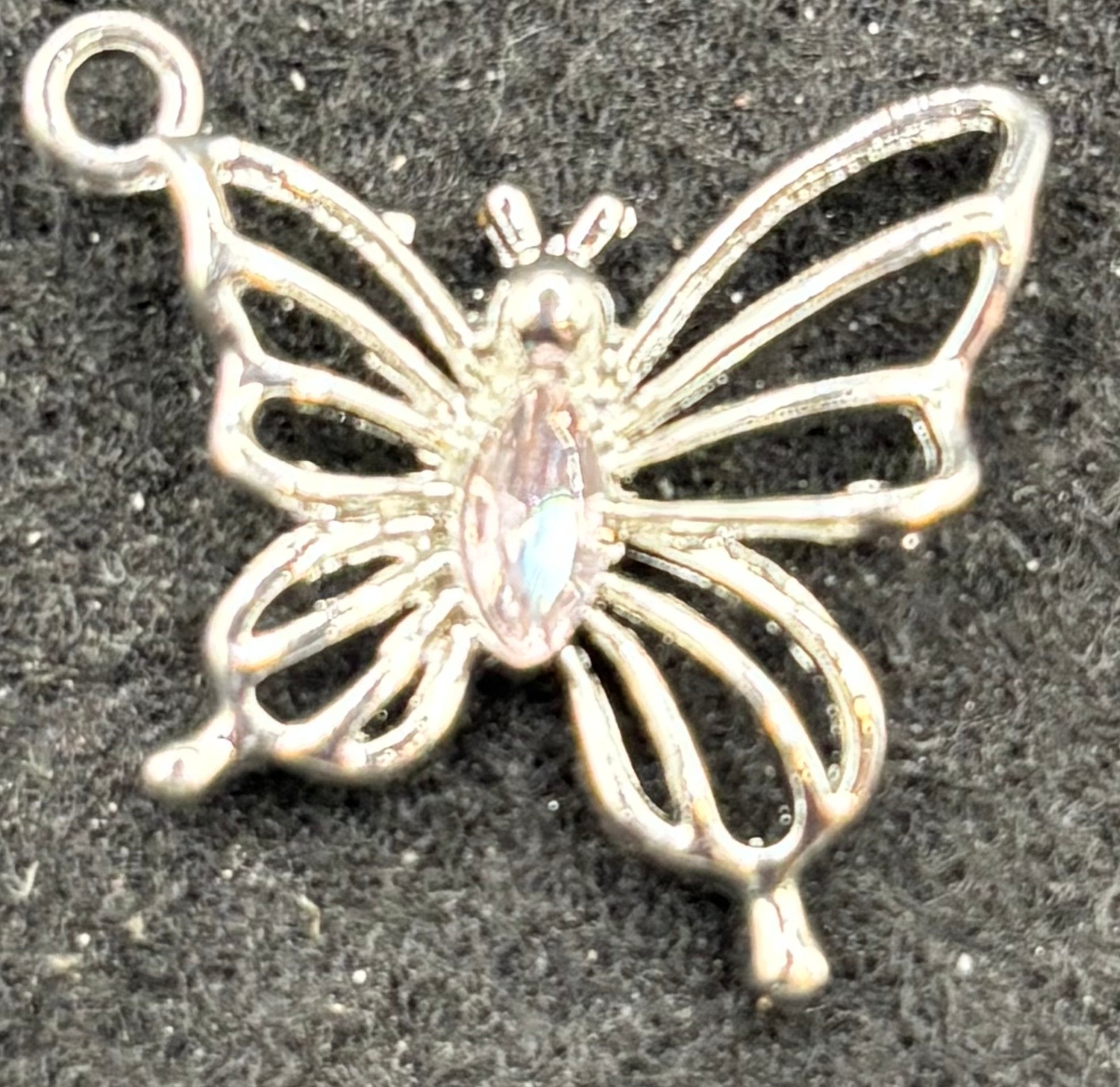 Pink Rhinestone Butterfly Charm