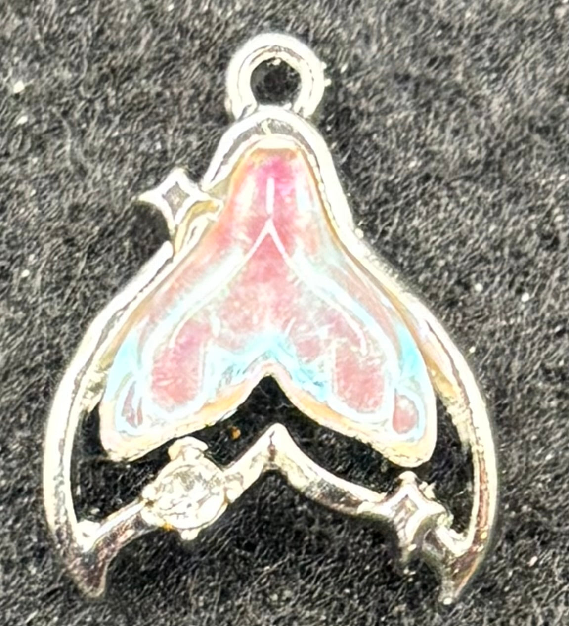 Pink and Silver Rhinestone Whale Tail