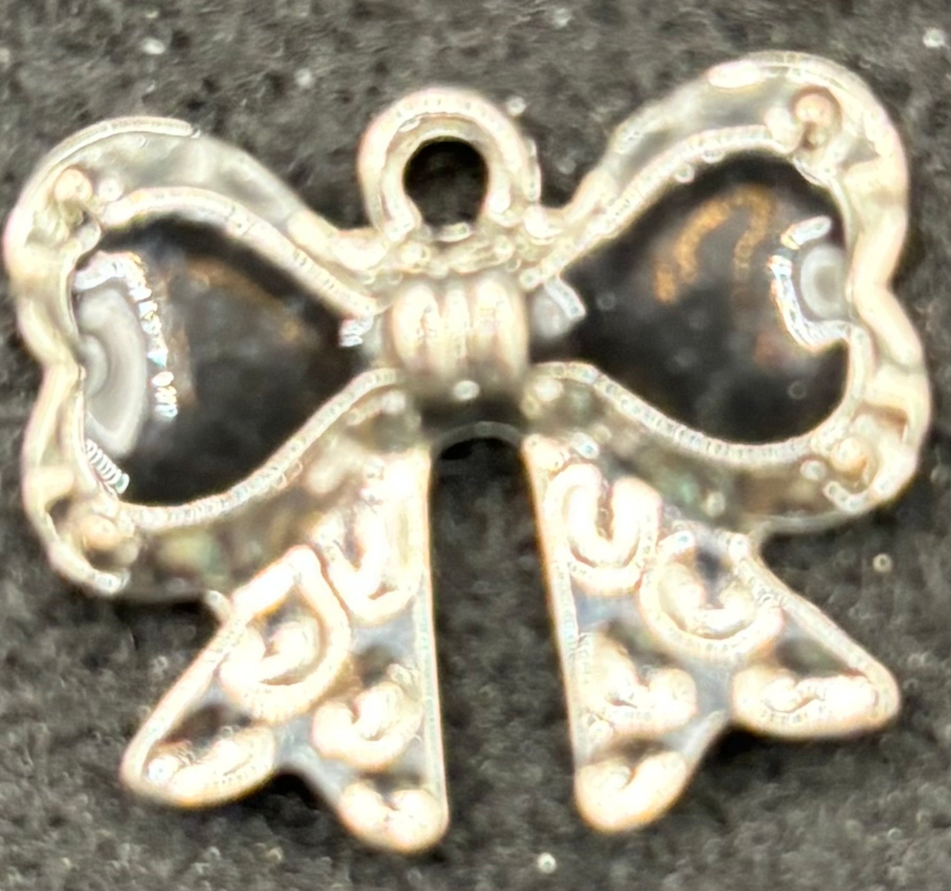 Black and Silver Bow Charm