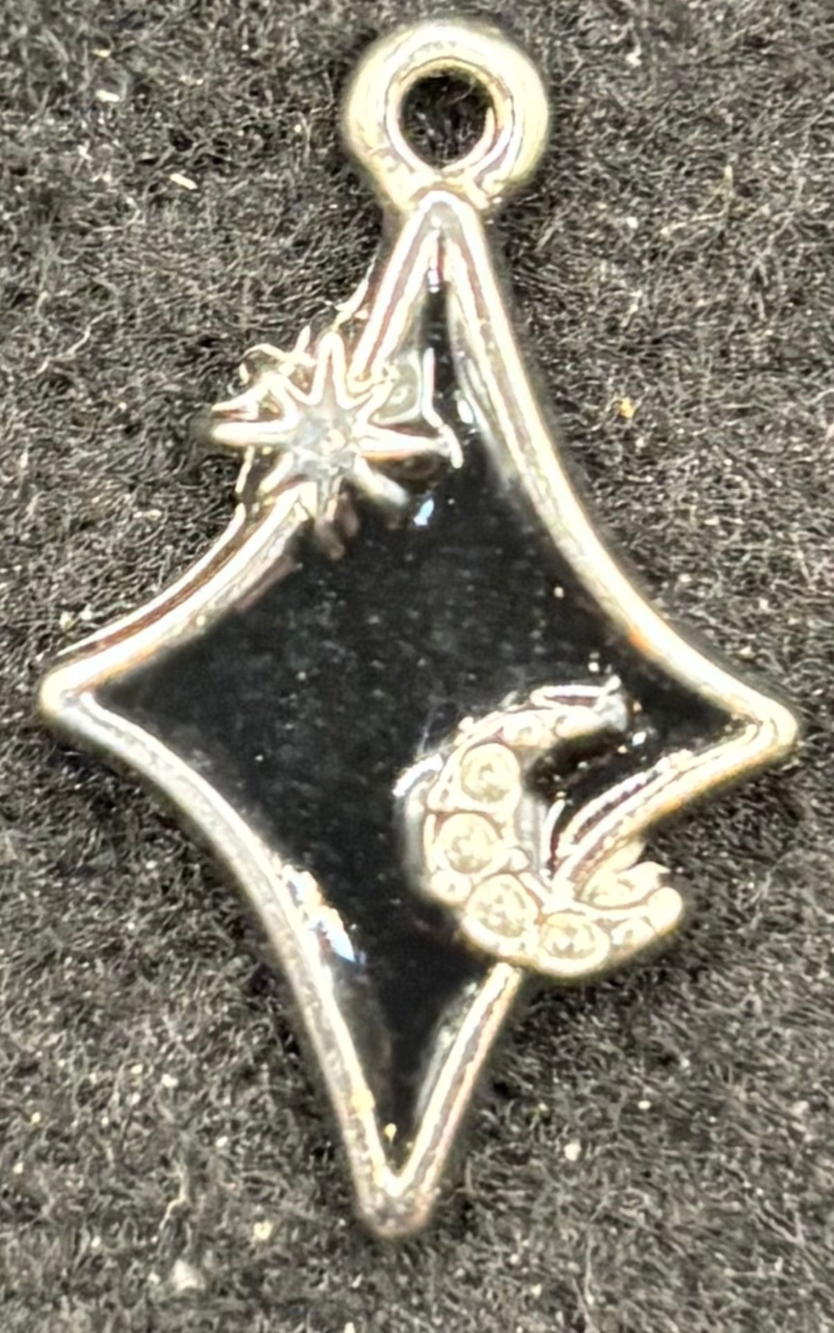 Black and Silver Moon and Star Charm