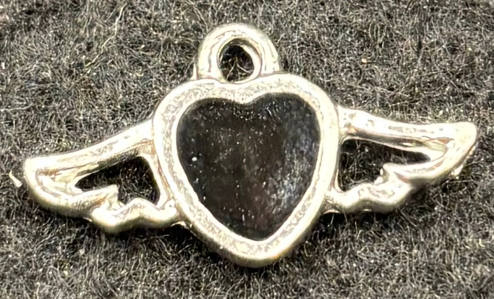 Black Heart with Wings Charm