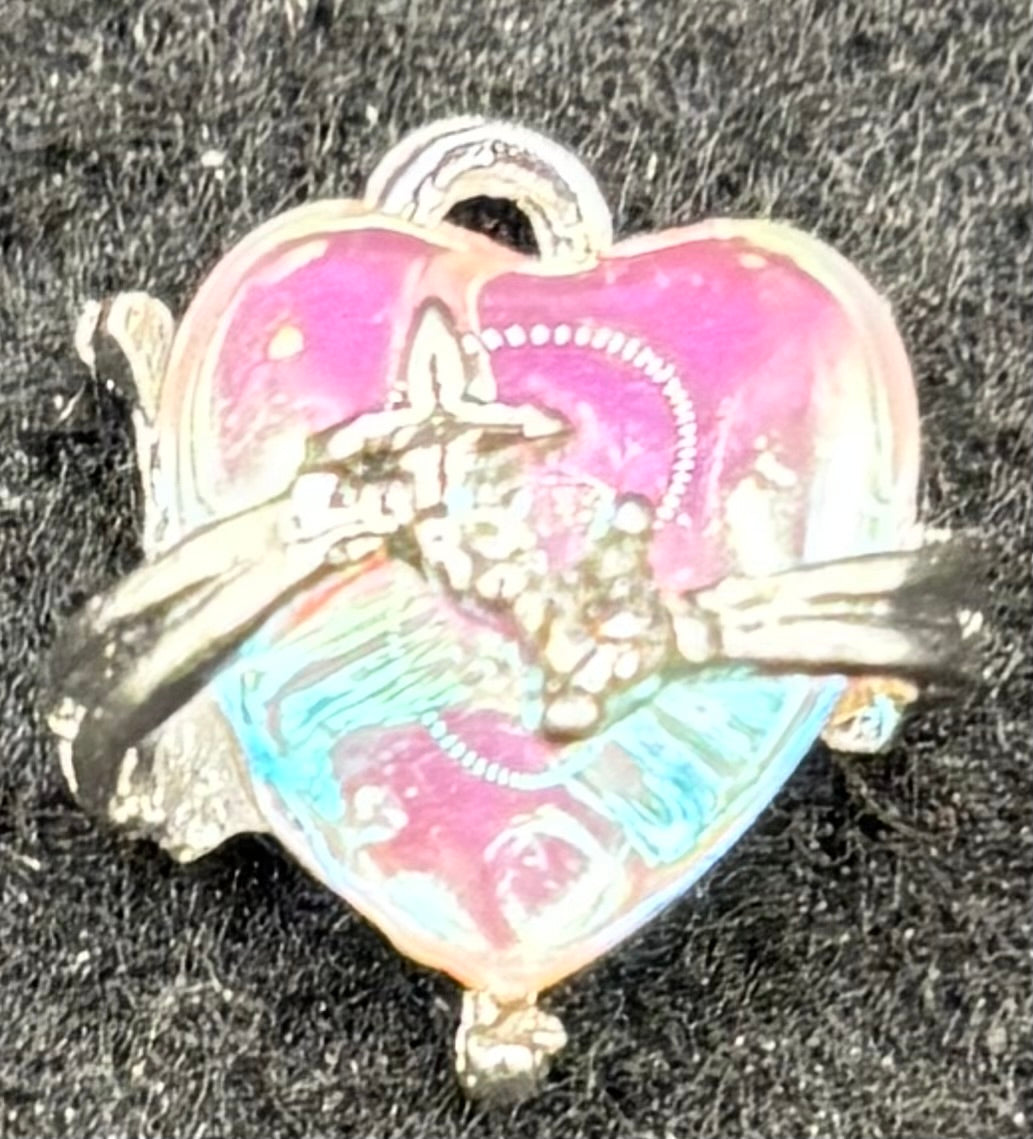 Silver and Pink rhinestone Heart Charm Rich text editor