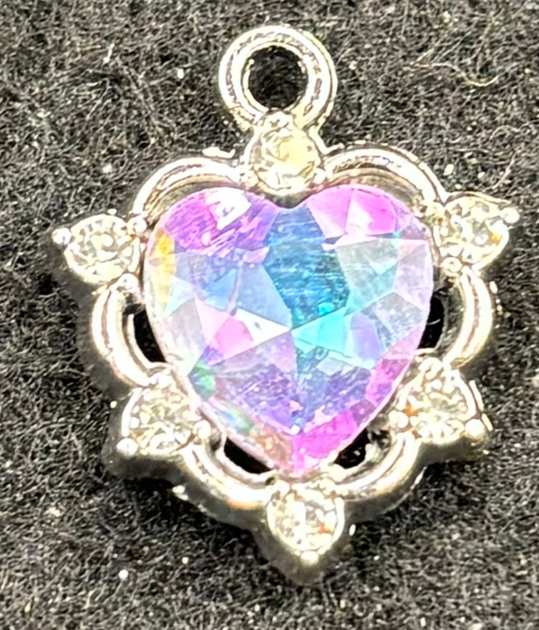 Purple and Blue Rhinestone Heart Charm