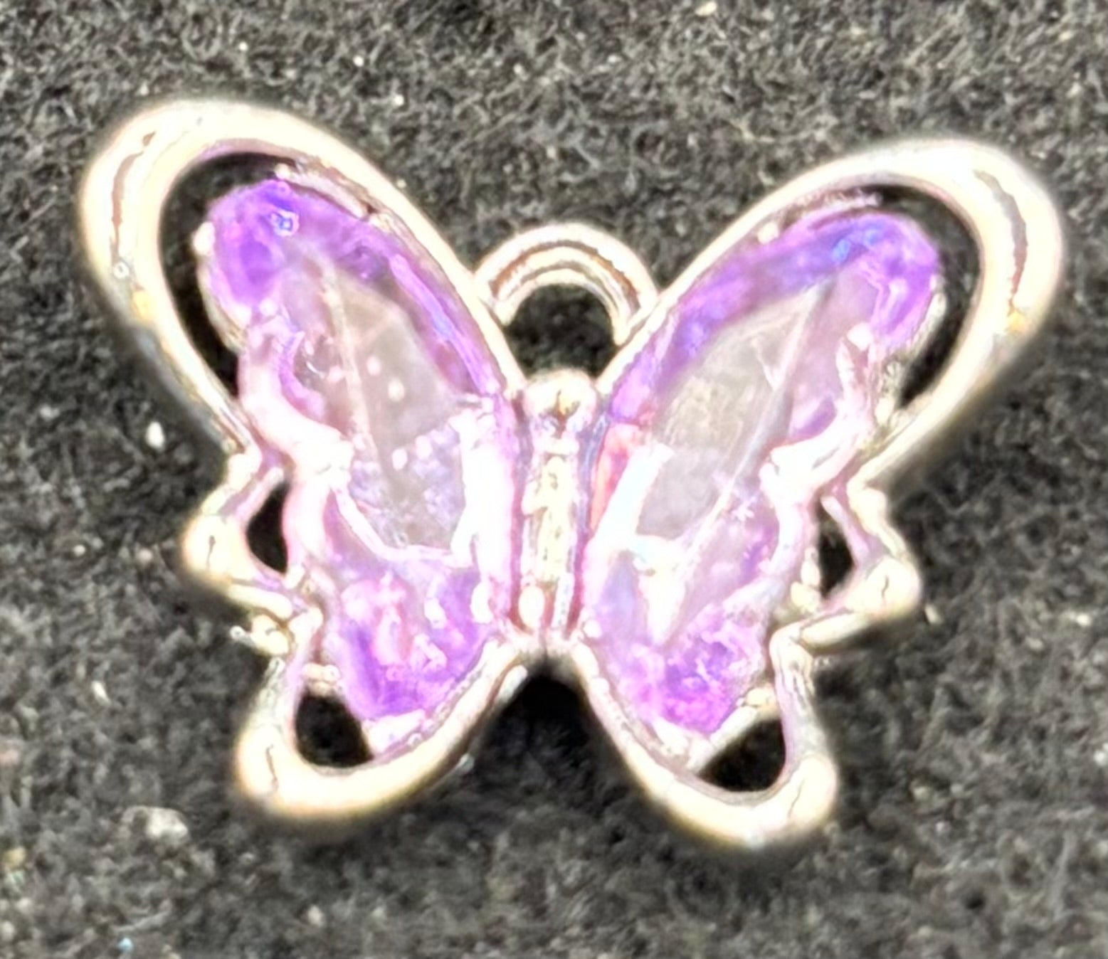 Silver and Purple Rhinestone Butterfly Charm