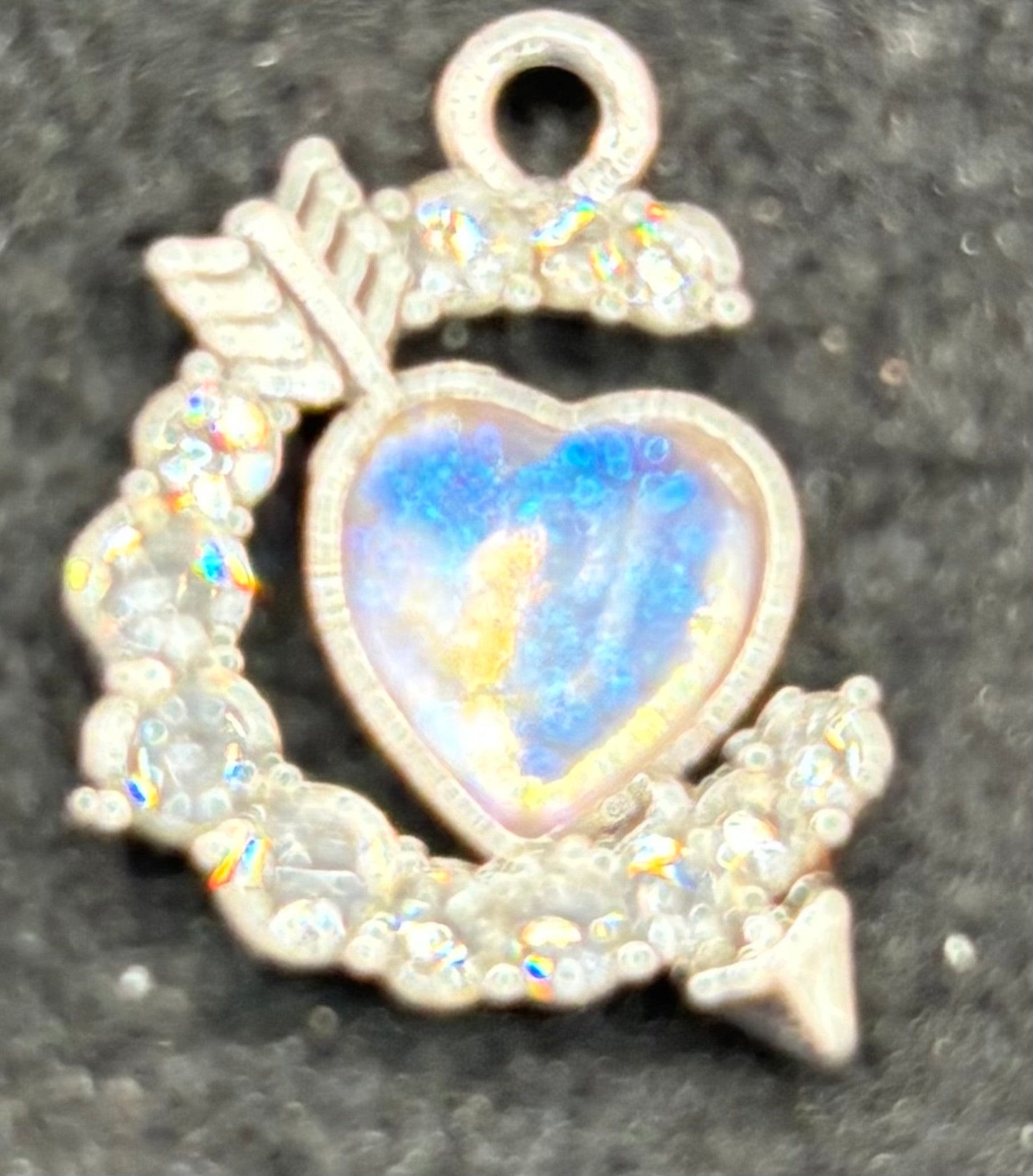 Arrowed Heart, Moon Purple Rhinestone Charm