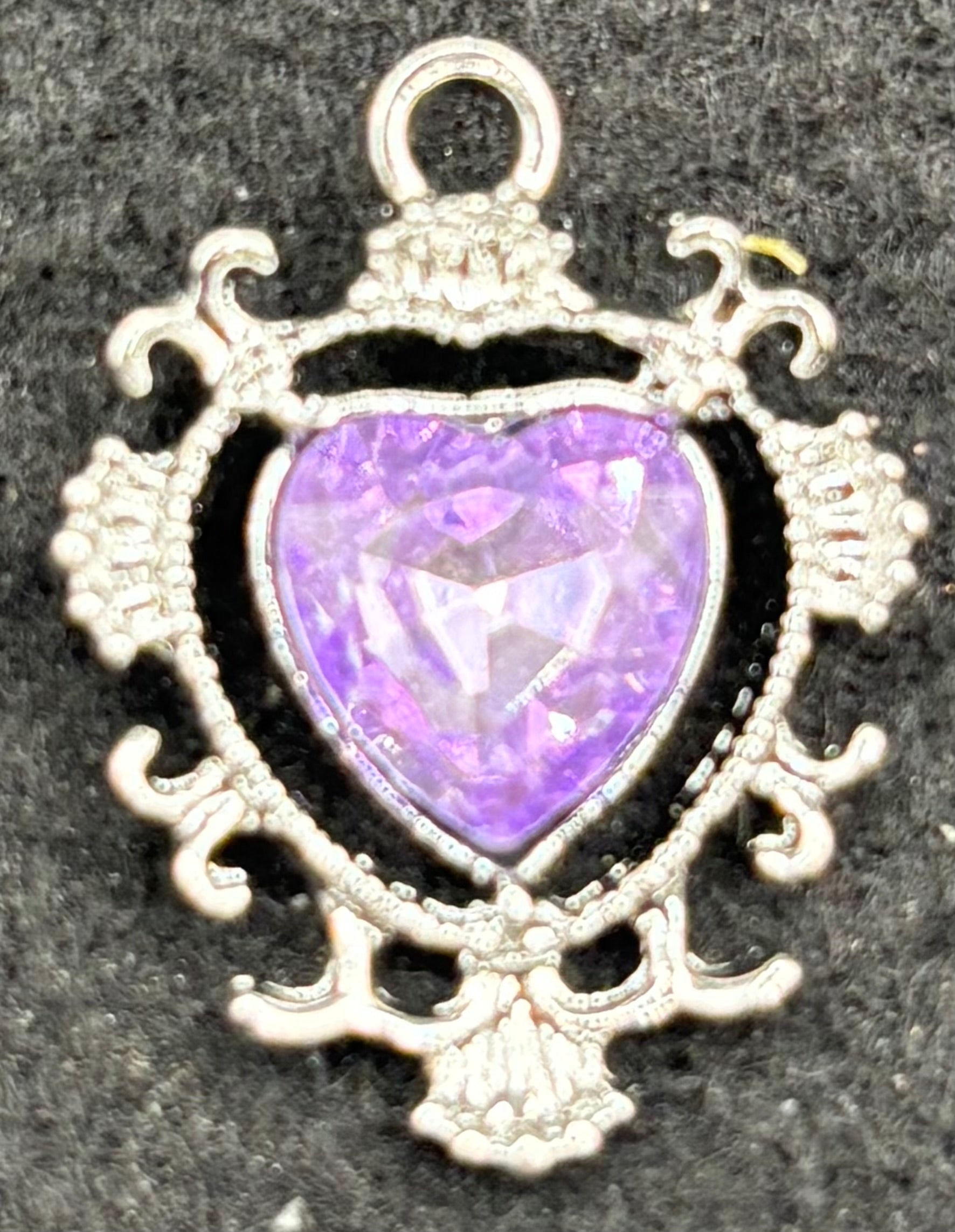 Purple Rhinestone Heart Charm