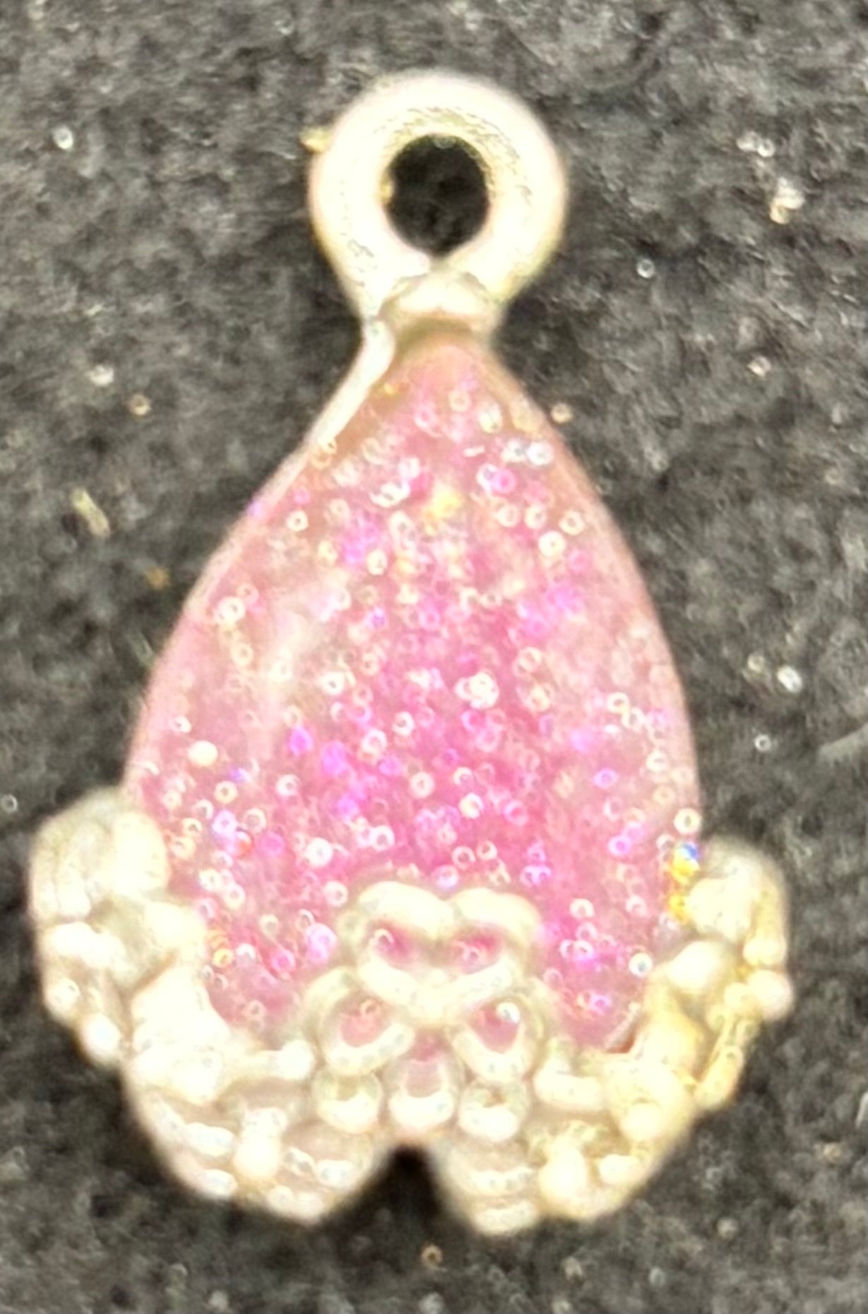 Purple Glitter Rhinestone Tear Drop Charm
