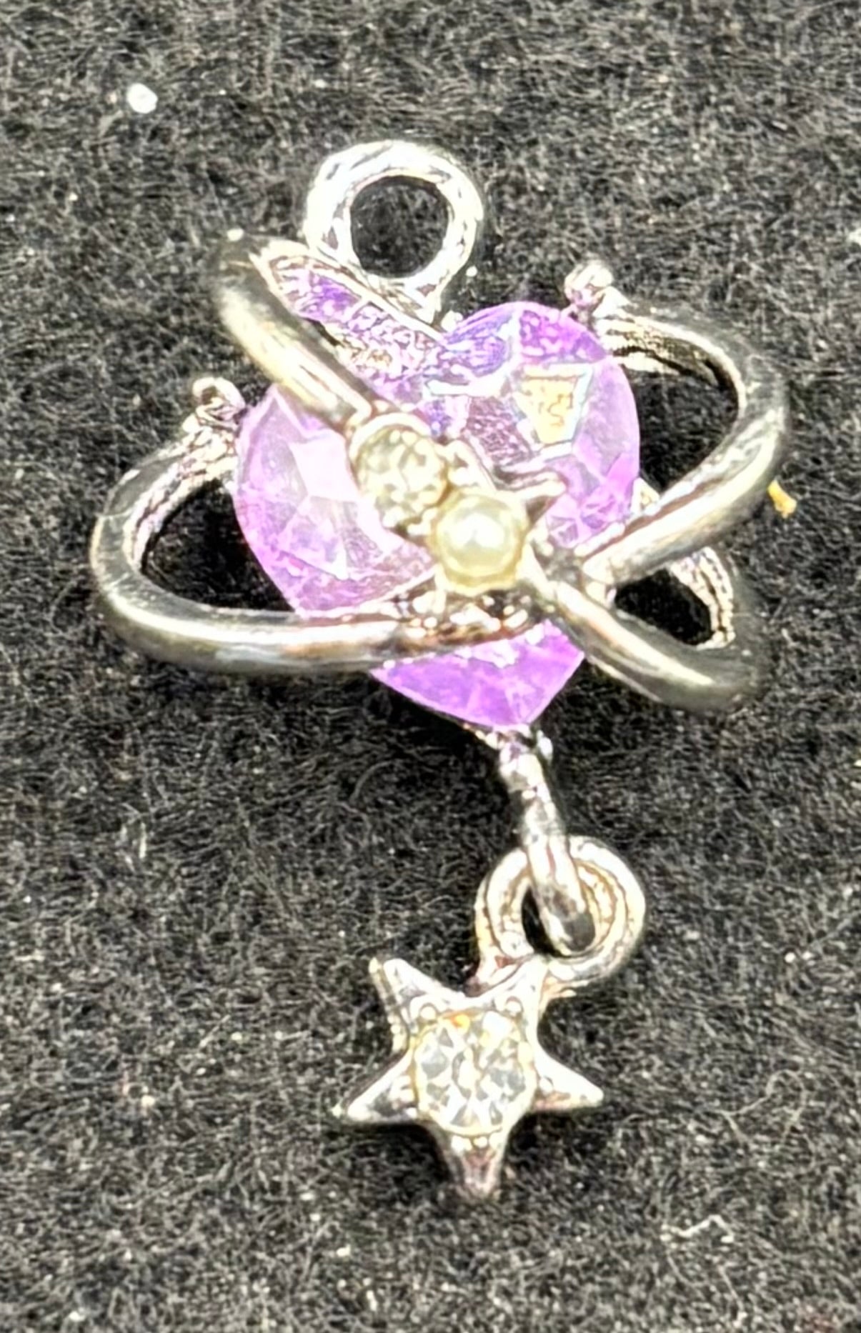 Purple Heart Rhinestone Orbiting Charm
