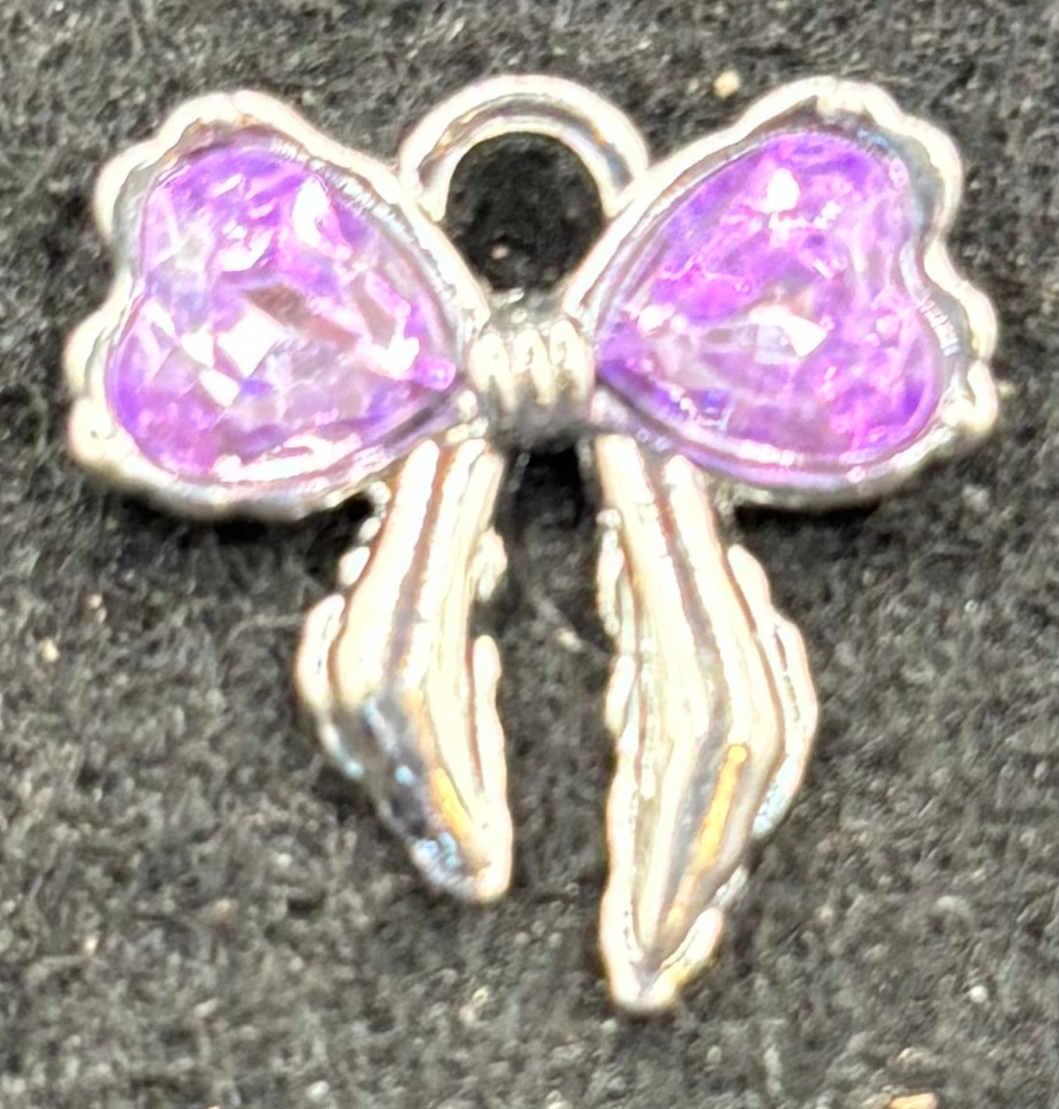 Purple Rhinestone Bow Charm