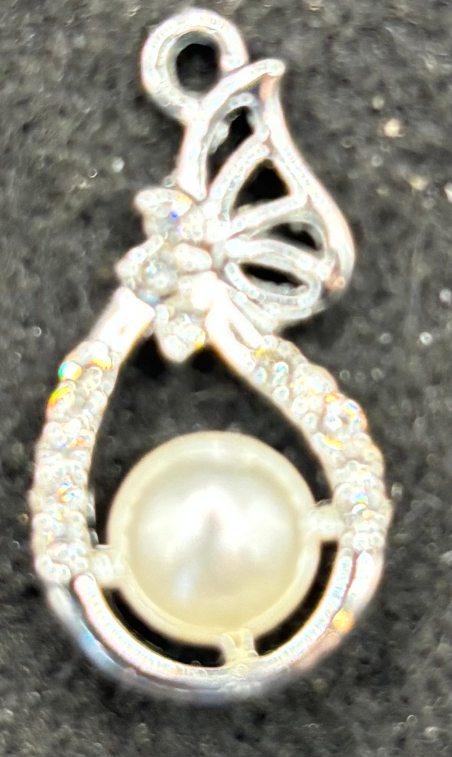 Rhinestone and Pearl Butterfly Charm