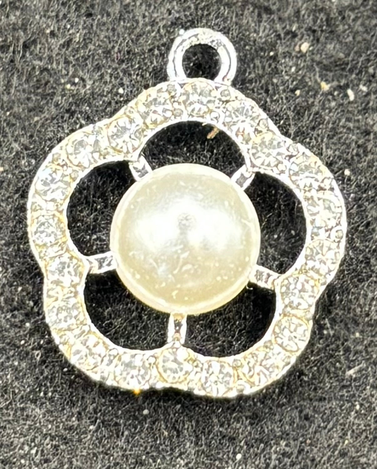Rhinestone and Pearl Flower Charm
