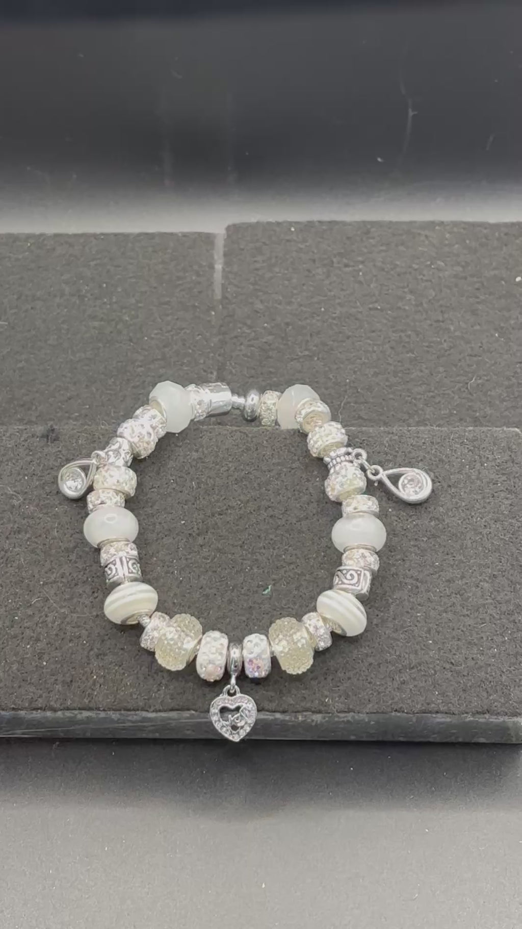 White Mom Charm Bracelet